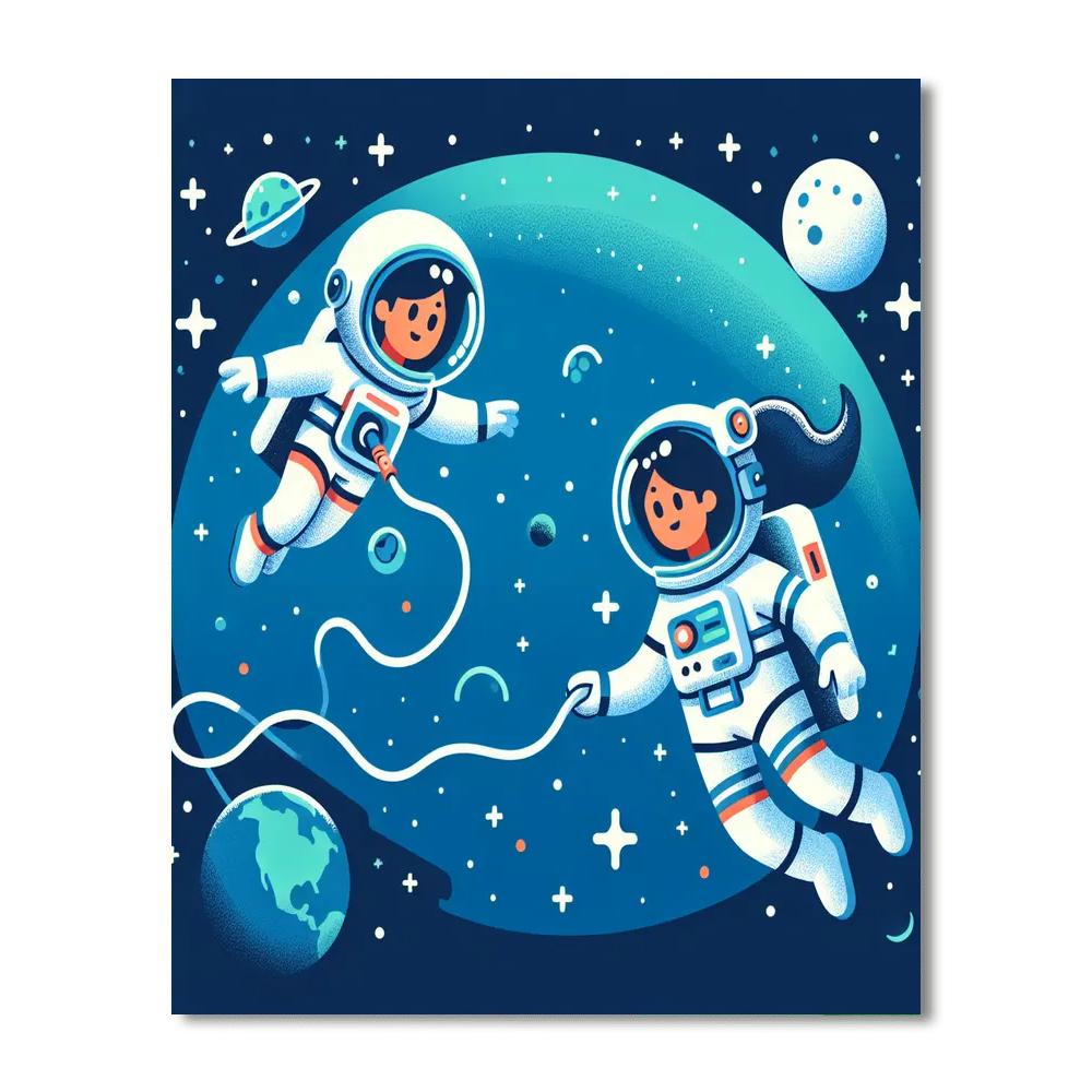 Astronaut's Spacewalk Number Painting