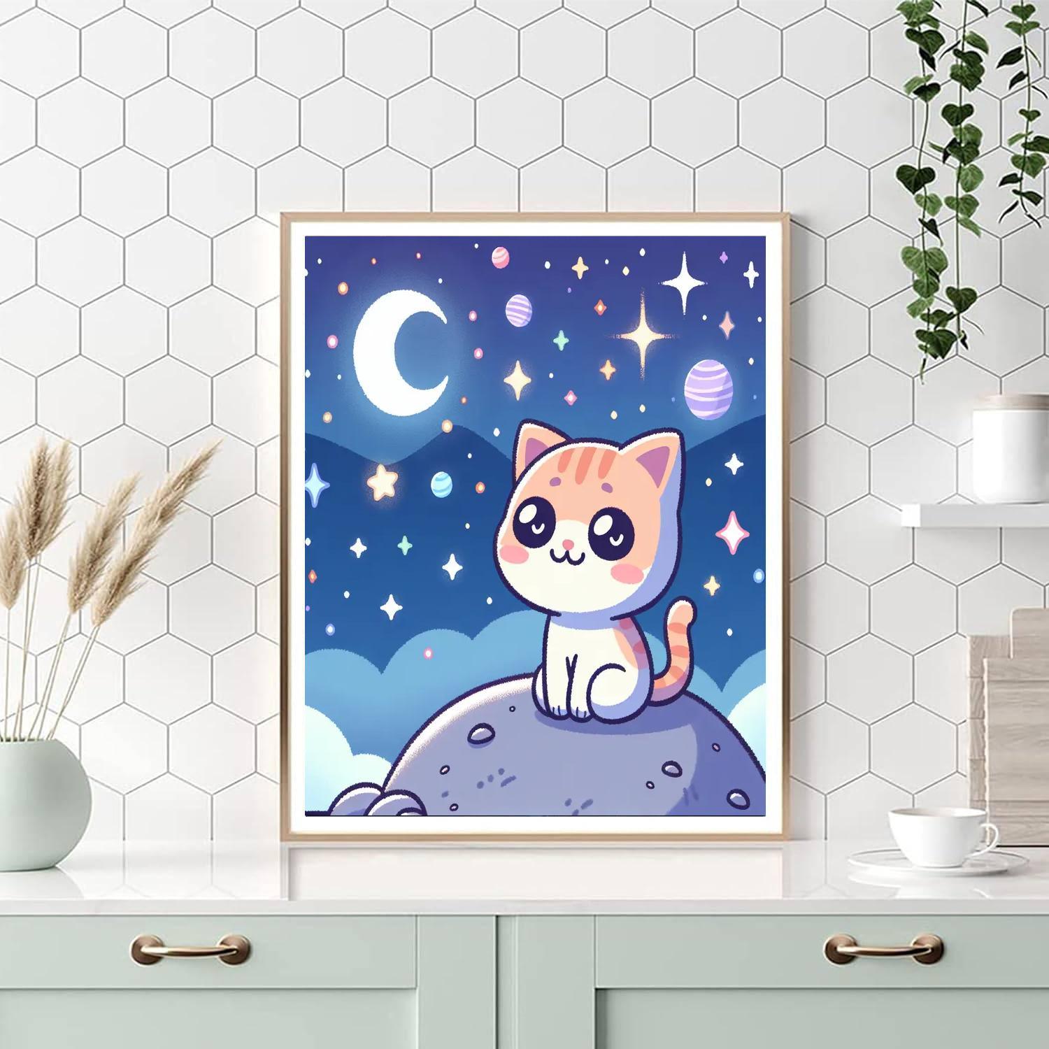 Starry Night Cat Numbered Painting Kits