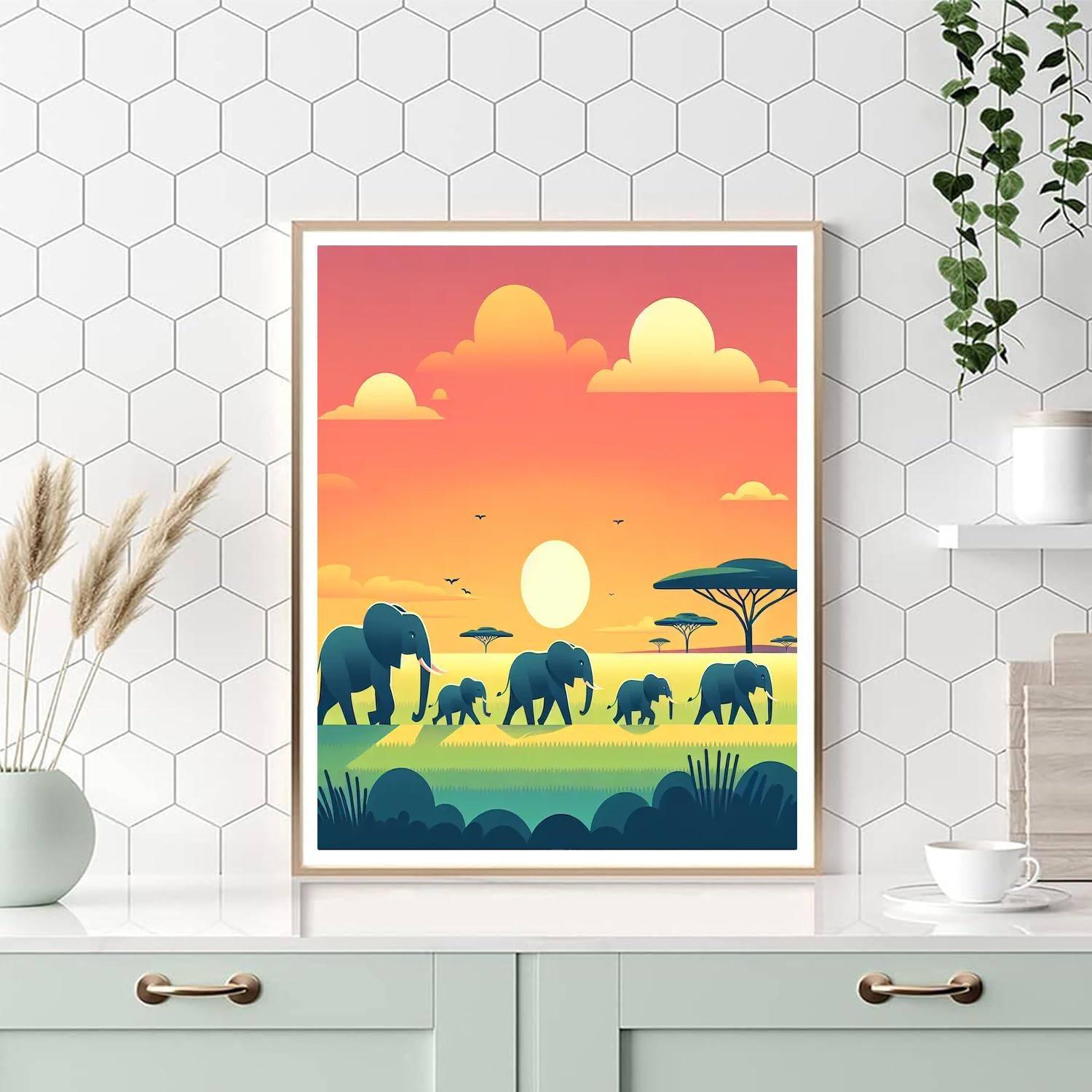 Elephant Explorer Excursion Numbered Painting Kits