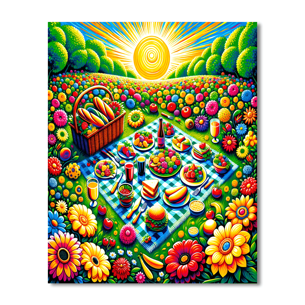 Sunny Picnic Scene Paint By Numbers Art
