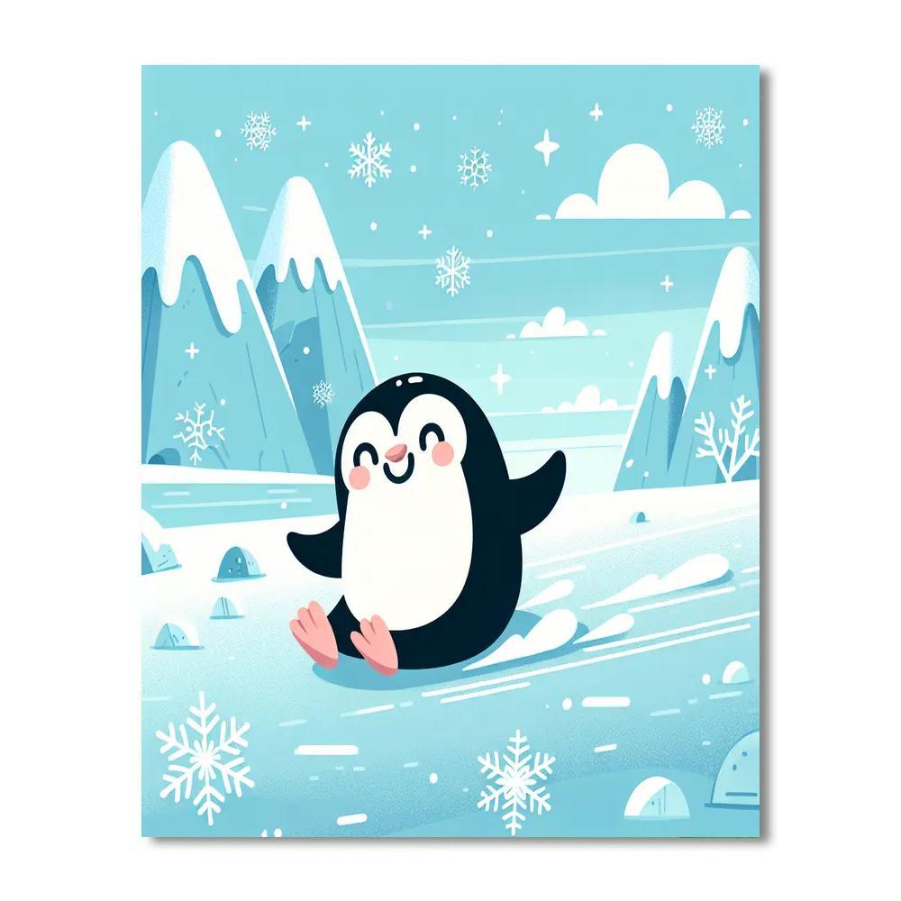 Peppy Penguin's Icy Escapade Paint By Number