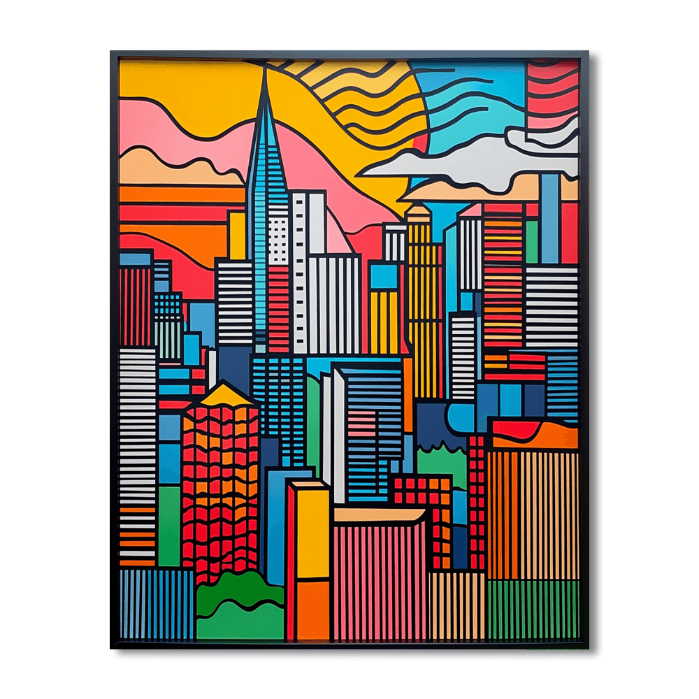 Roy Lichtenstein Inspired Cityscape Vibes  Paint By Color