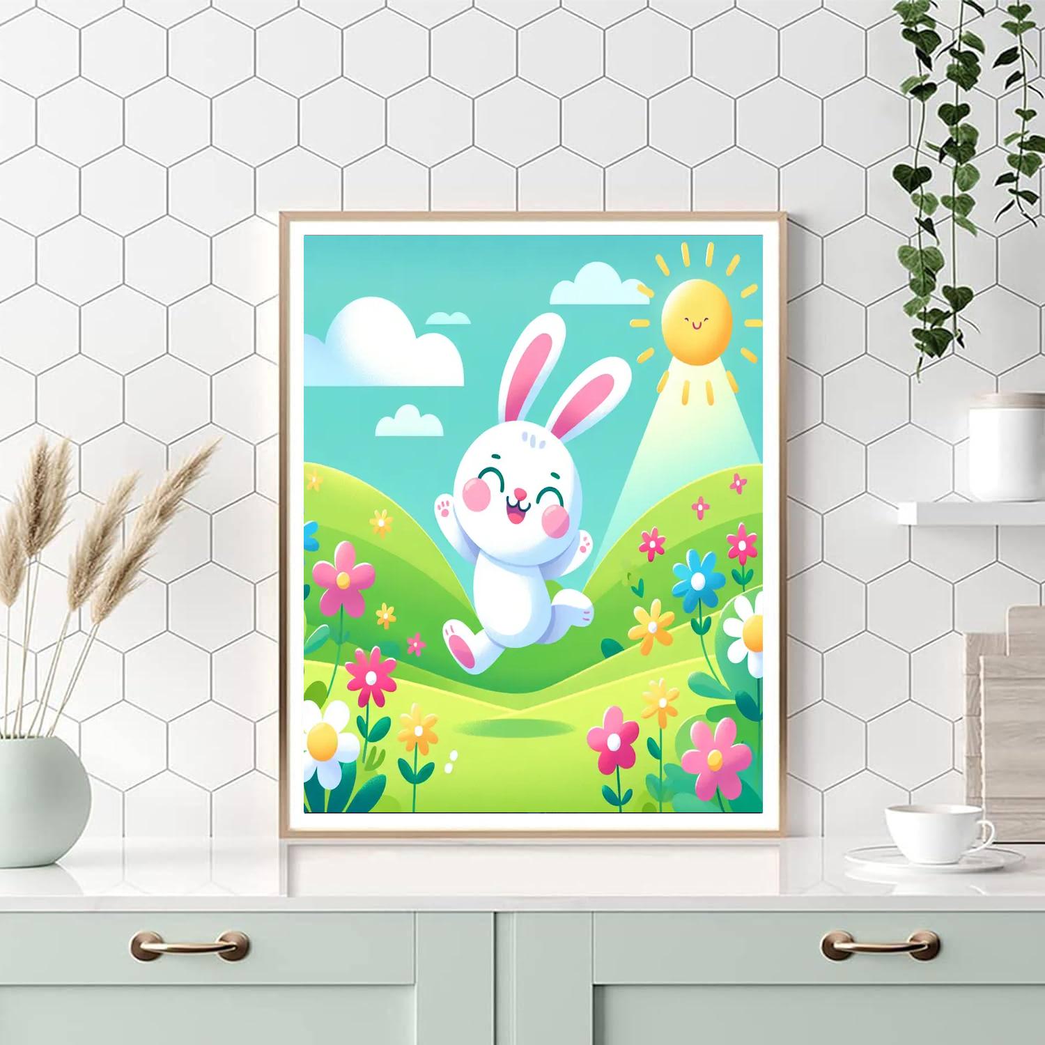 Cheerful Bunny Hop Paint By Color