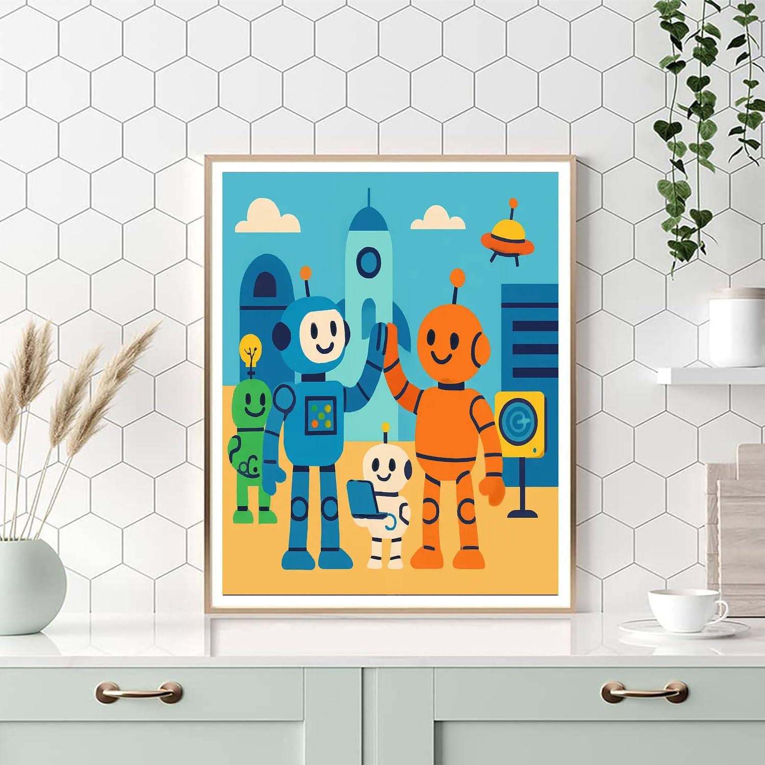 Playful Robot Companions Paint By Color