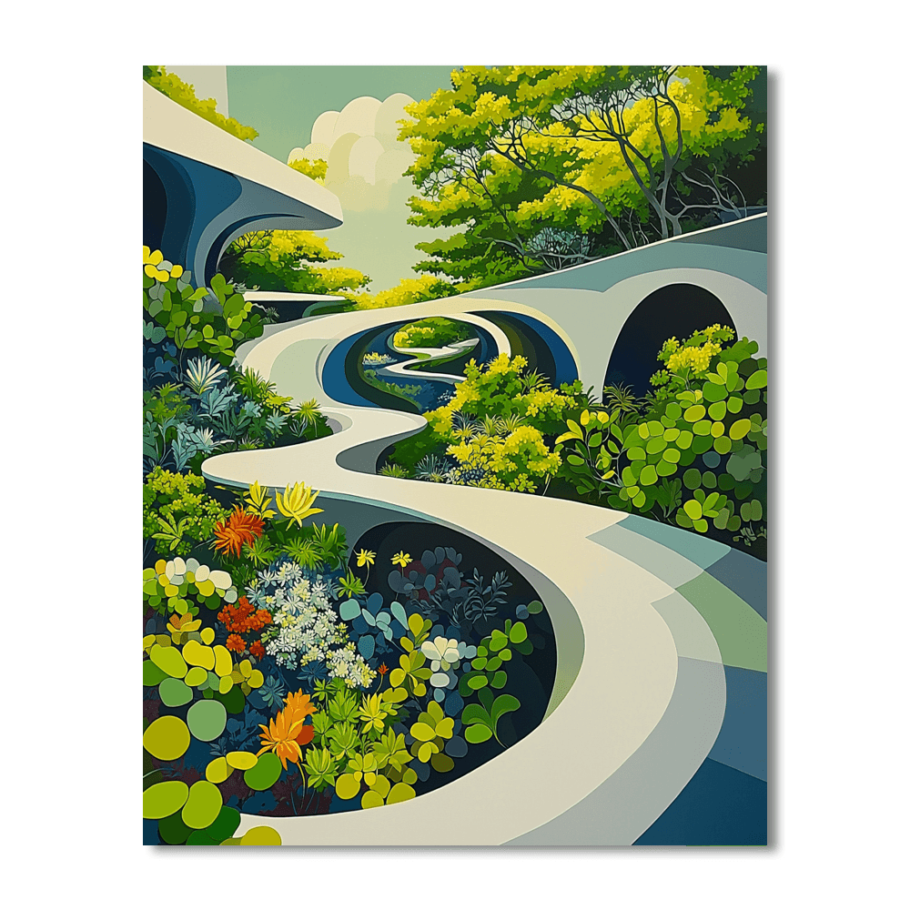Hundertwasser Inspired Futuristic Botanical Garden Paint By Numbers Kits