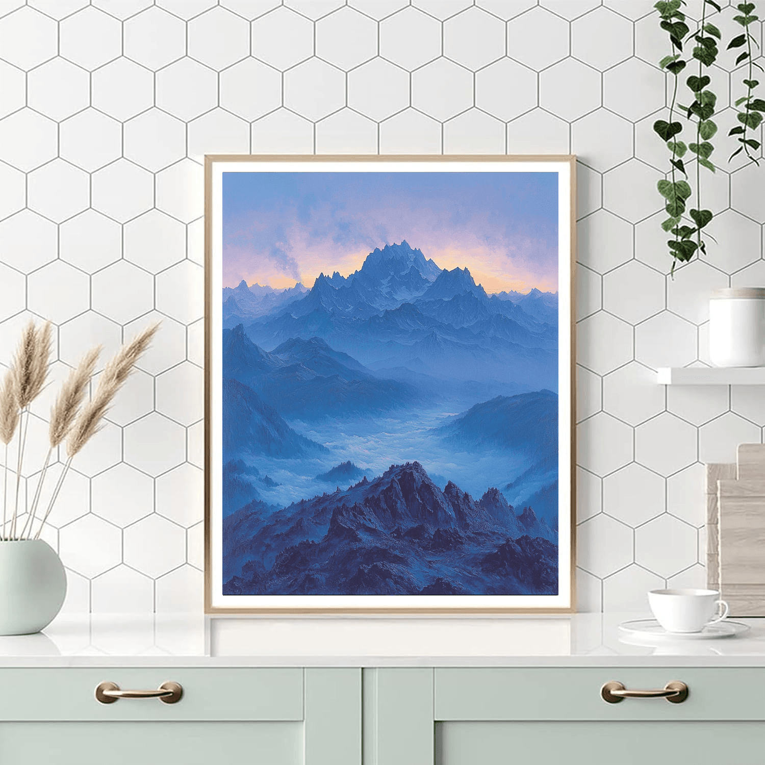 Caspar David Friedrich Inspired Vibrant Mountain Panorama  Numbered Painting Kits