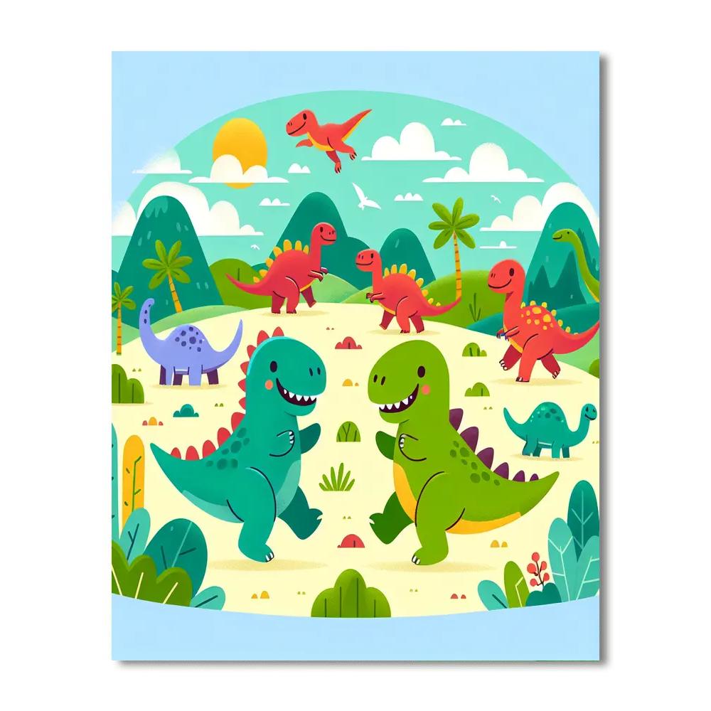 Friendly Dino World Painting Number Kit