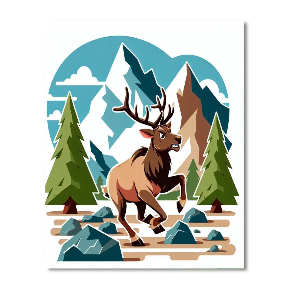 Energetic Elk's Mountain March Paint By Number