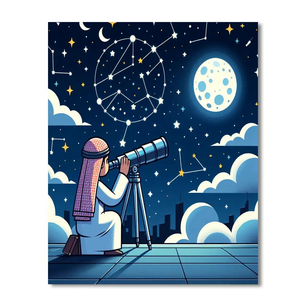 Starlit Astronomer's Night DIY Paint By Numbers