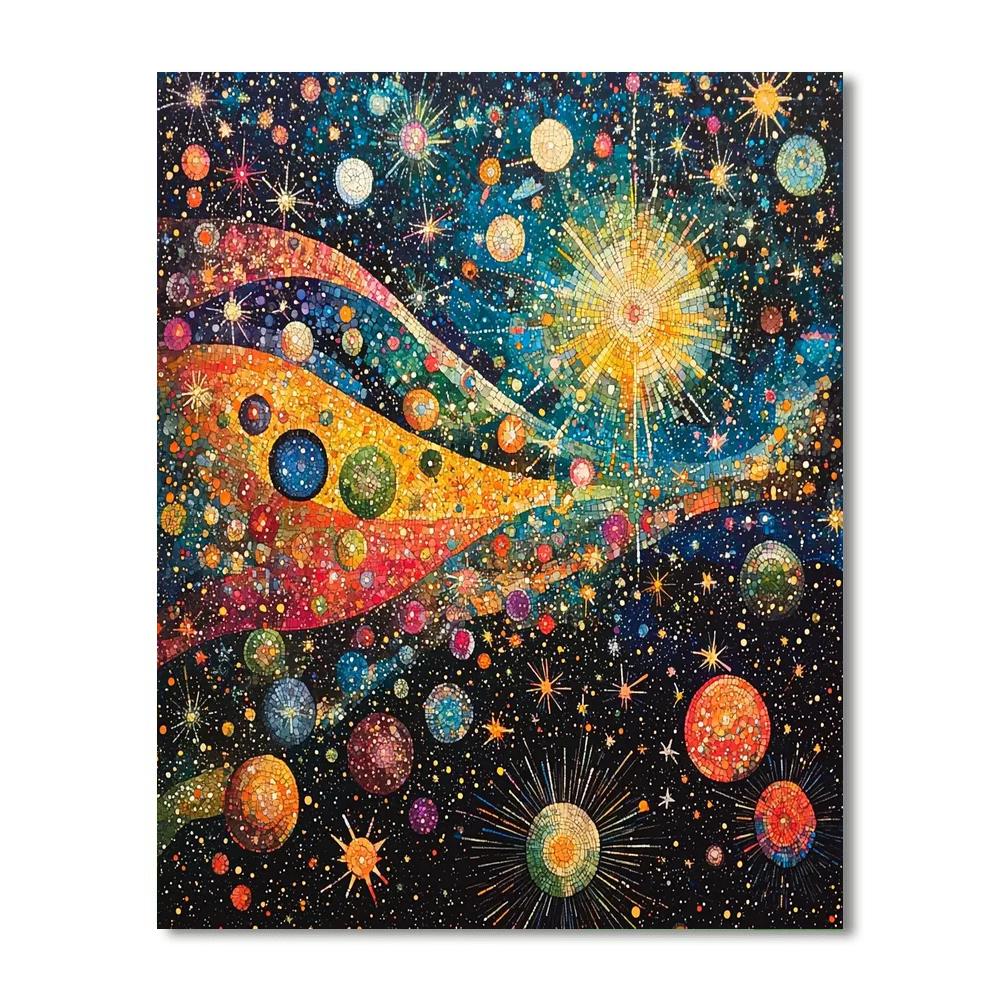 Paul Klee Inspired Ethereal Celestial Constellations  Number Painting