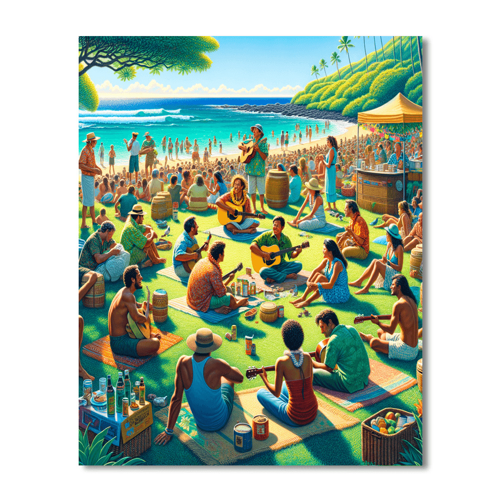 Hawaiian Slack Key Guitar Festival Painting By Numbers Kit