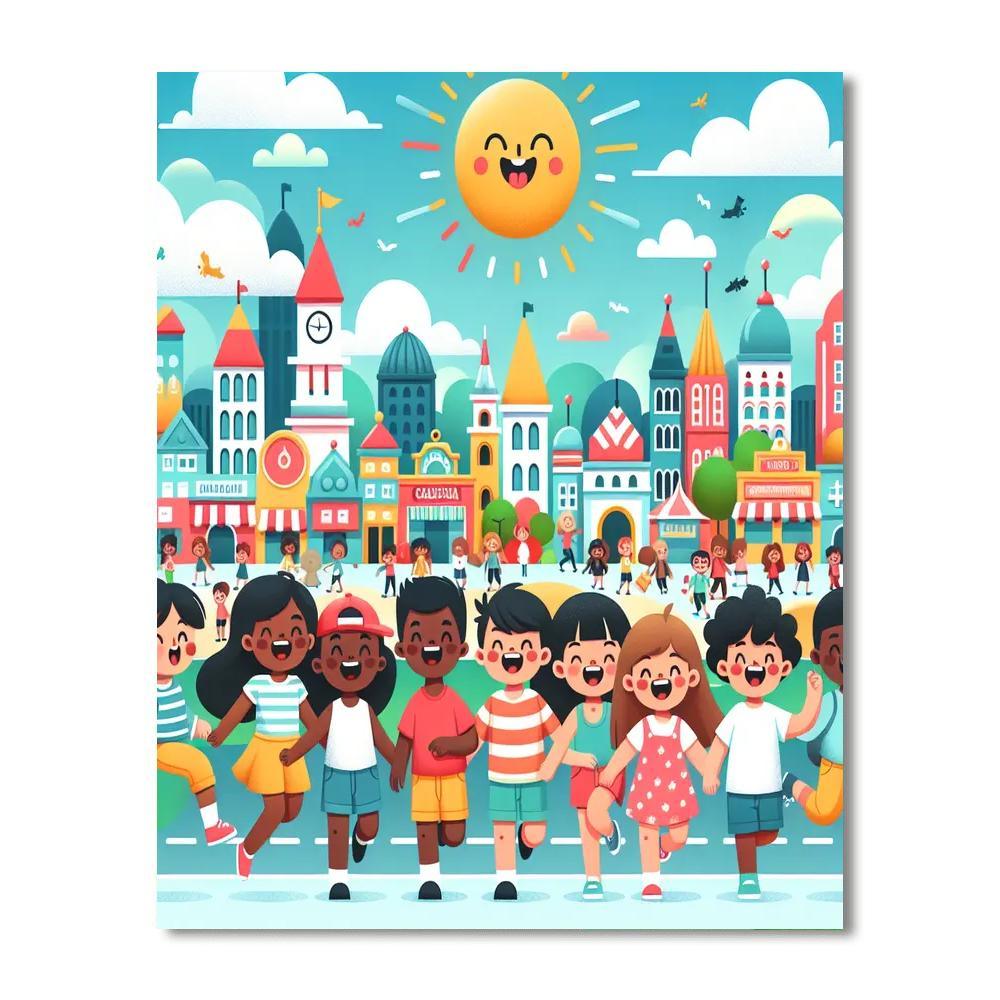 Cheerful City Explorers Paint By Numbers