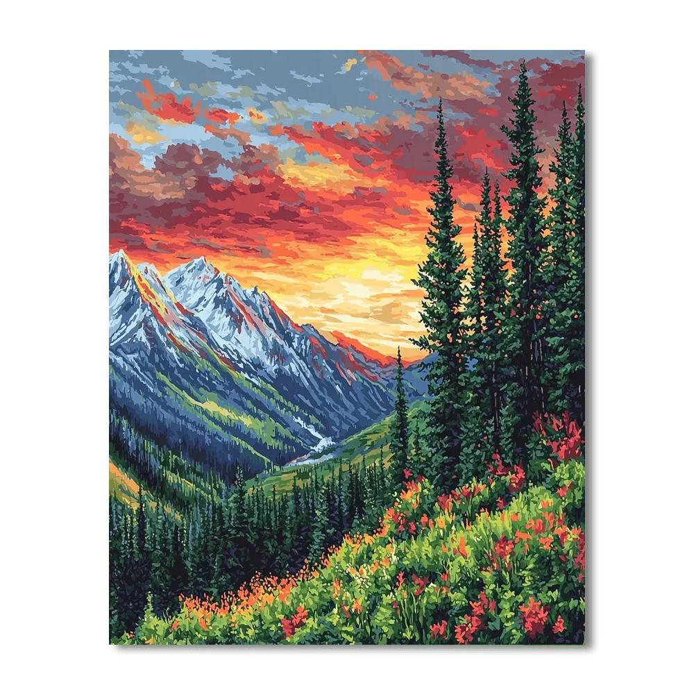 Georges Seurat Inspired Serene Mountain Rhapsody  Numbered Painting Kits