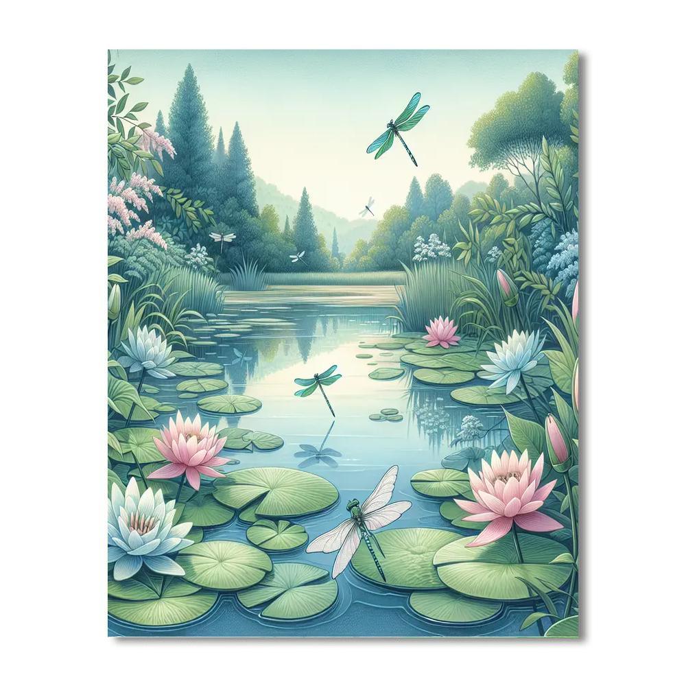 Mysterious Dragonfly Pond Paint By Numbers