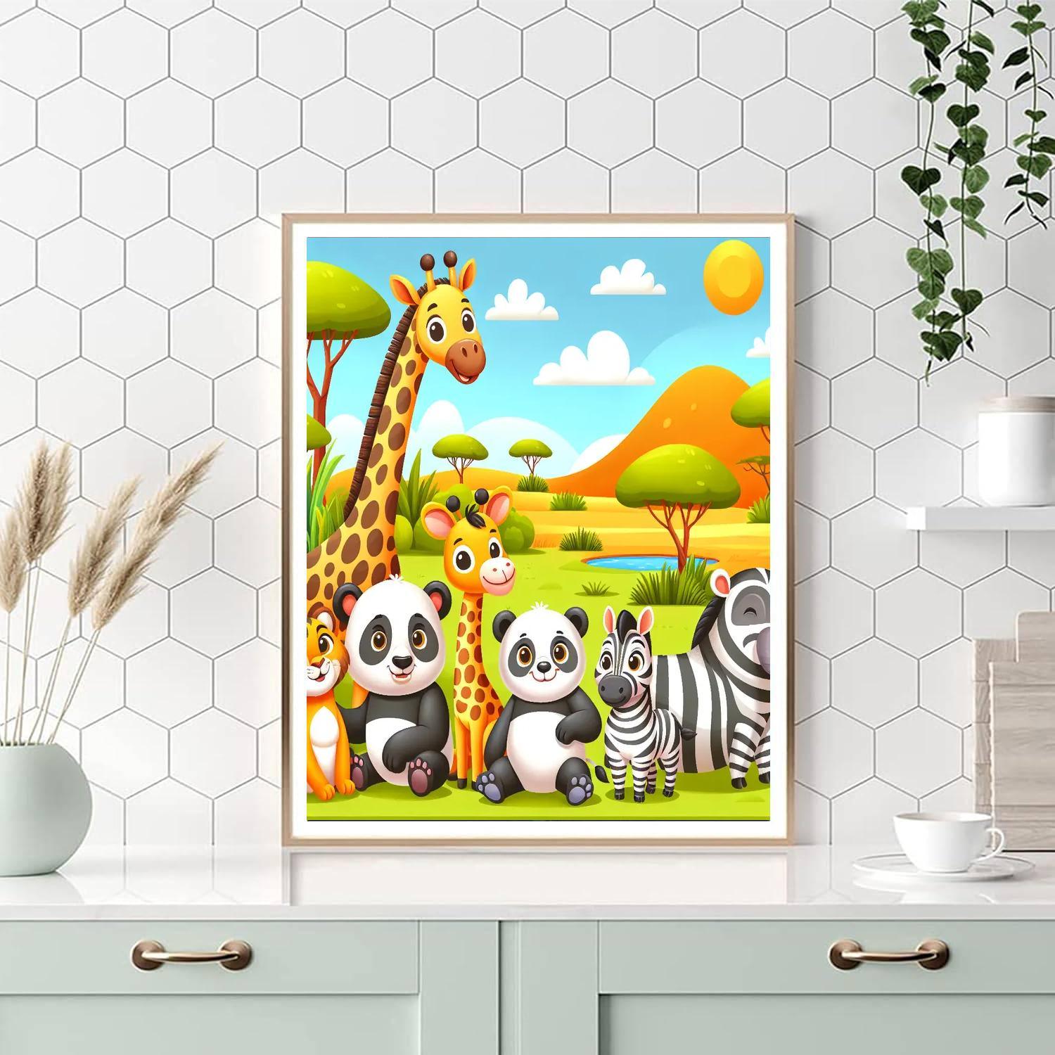 Sunny Safari Animals Painting Number Kit