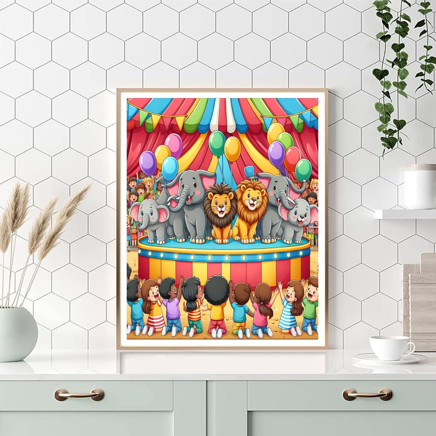 Wild Animal Circus Painting By Numbers Kit