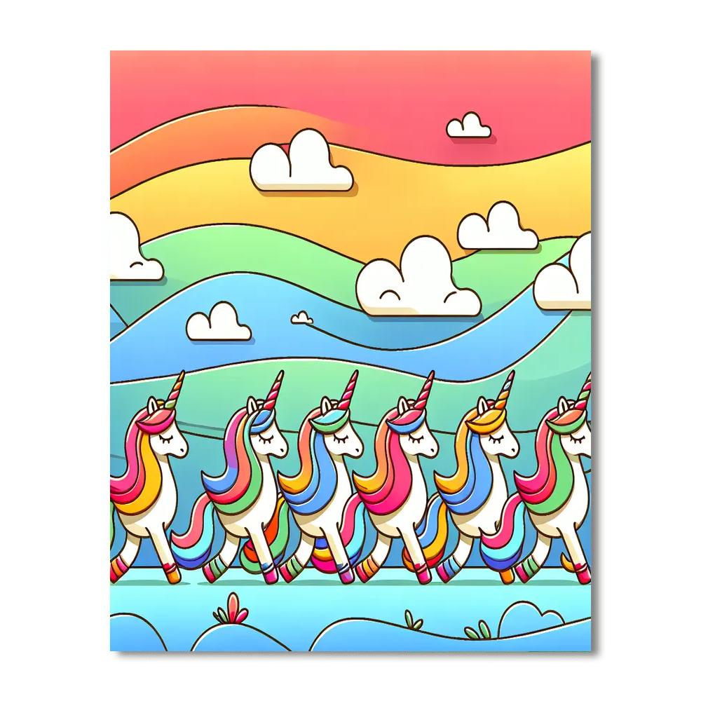 Dreamy Unicorn Parade Number Painting