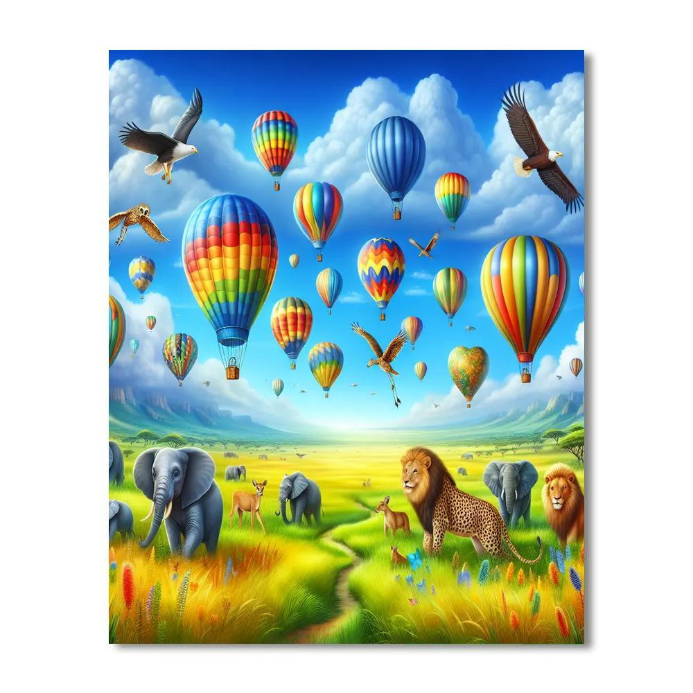 Colorful Balloon Safari DIY Paint By Numbers