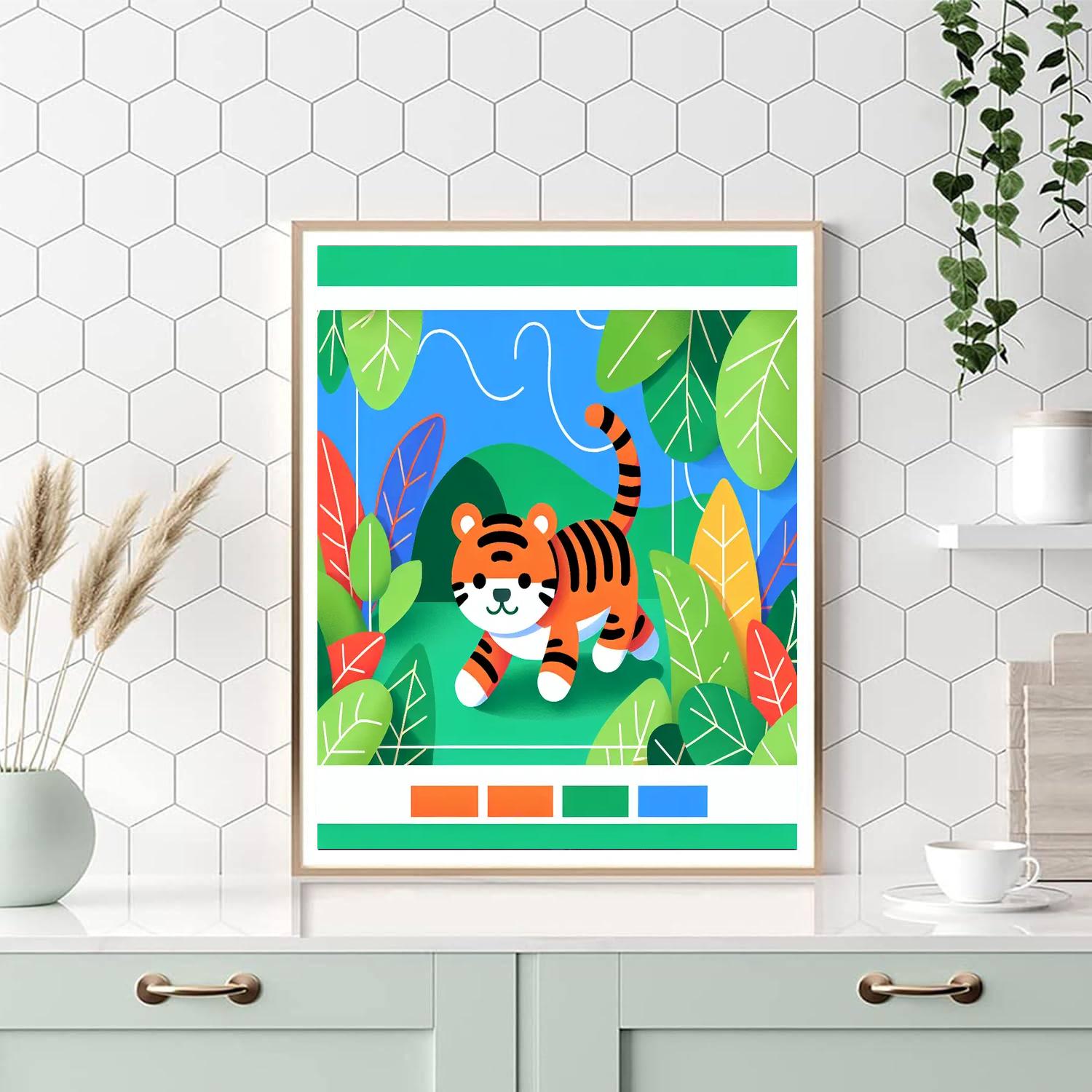 Tiger's Tropical Tangle Paint By Numbers