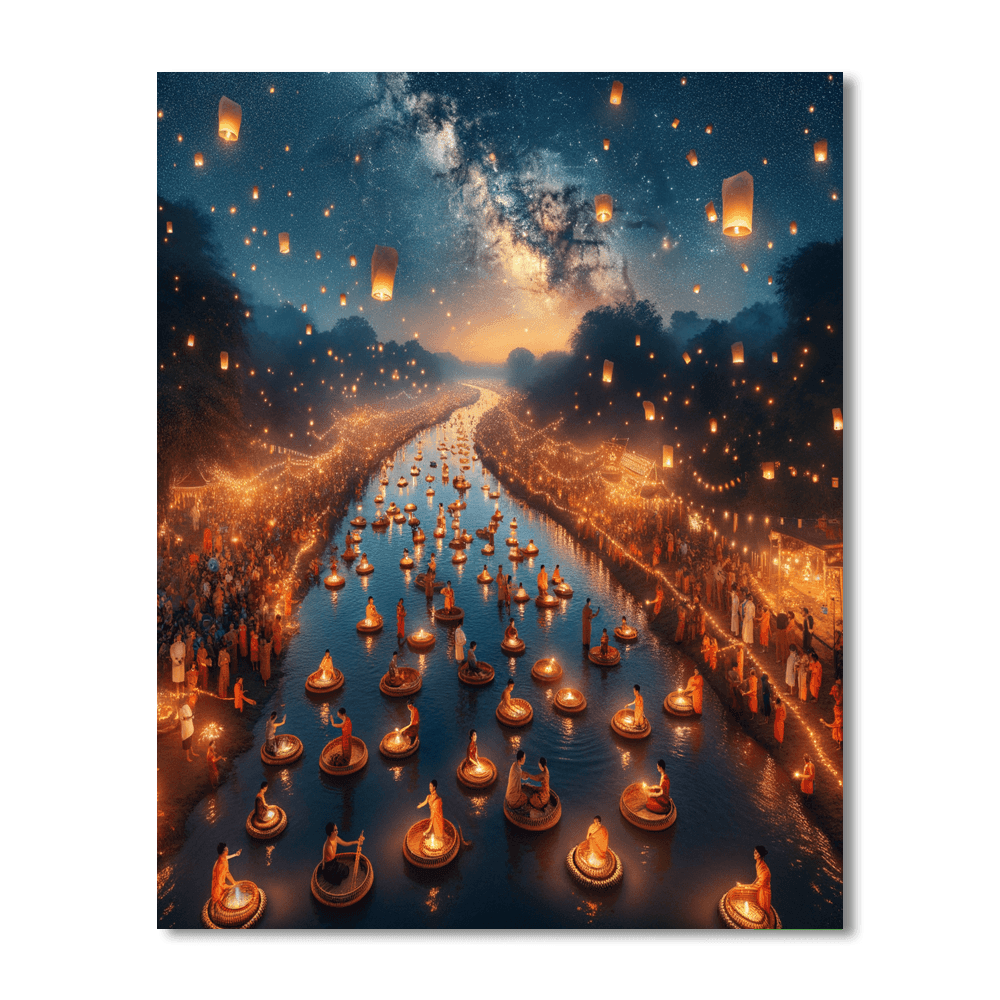 Loy Krathong Festival - Thailand Painting By Numbers Kit