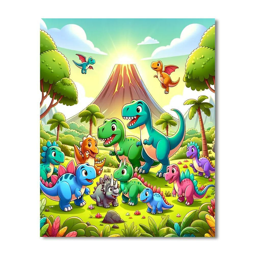 Joyful Dinosaur Adventure Paint By Number