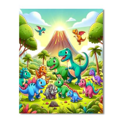 Joyful Dinosaur Adventure Paint By Number