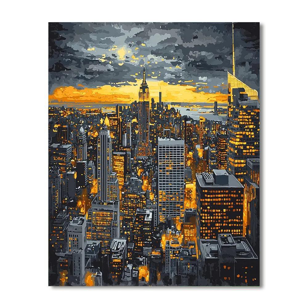 Gustave Caillebotte Inspired Metropolitan Twilight  Paint By Color