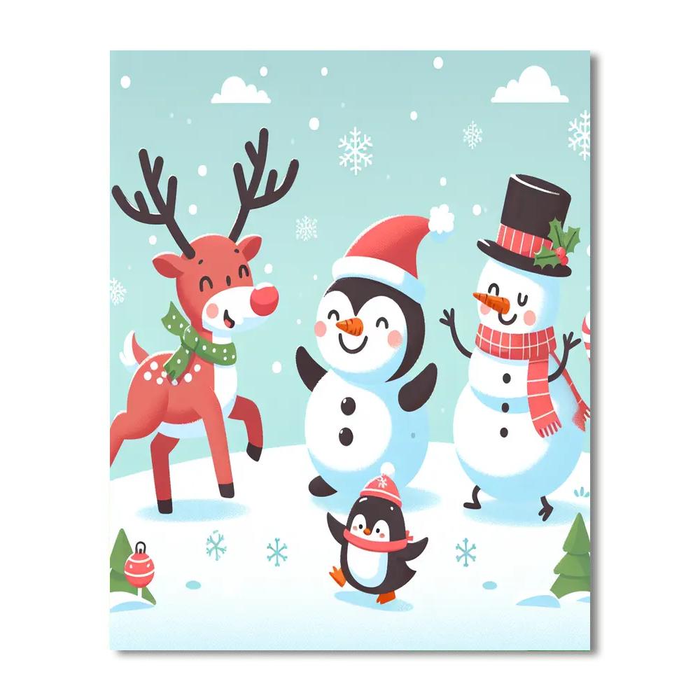 Merry Christmas Animals Numbered Painting Kits