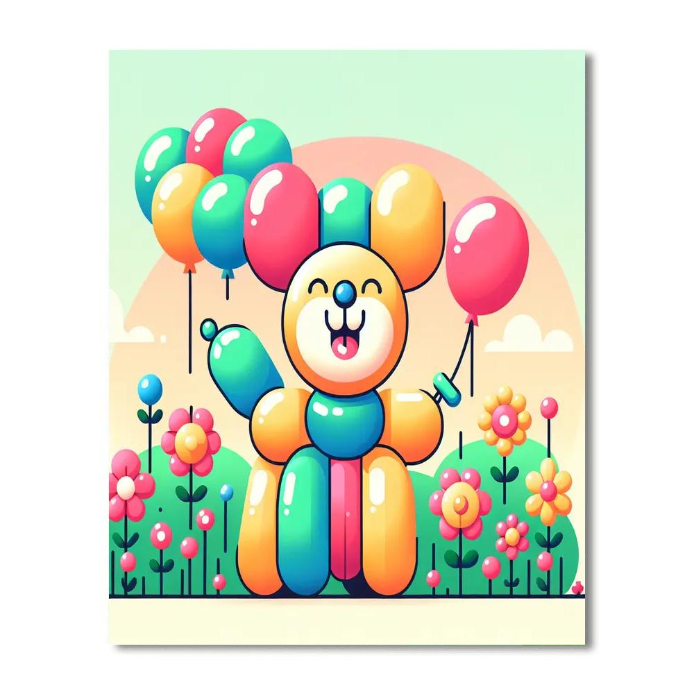 Happy Balloon Dog Numbered Painting Kits