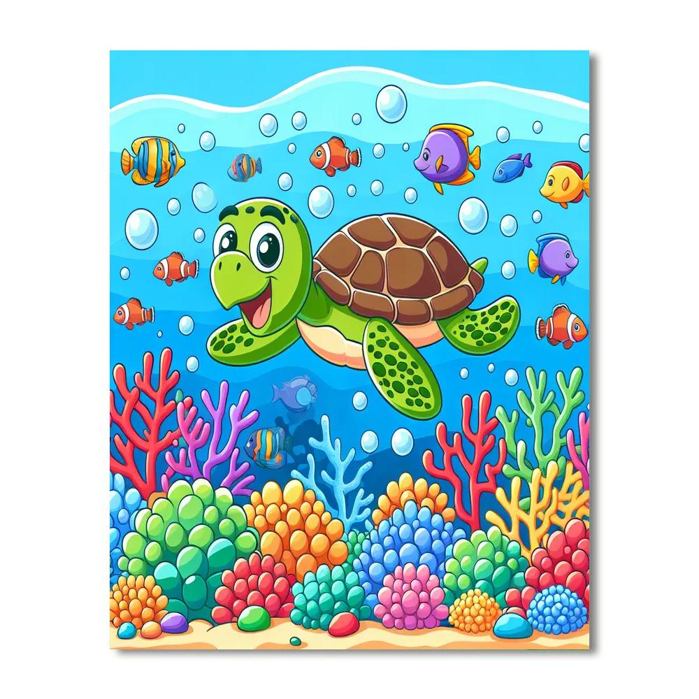 Sporty Turtle Number Painting