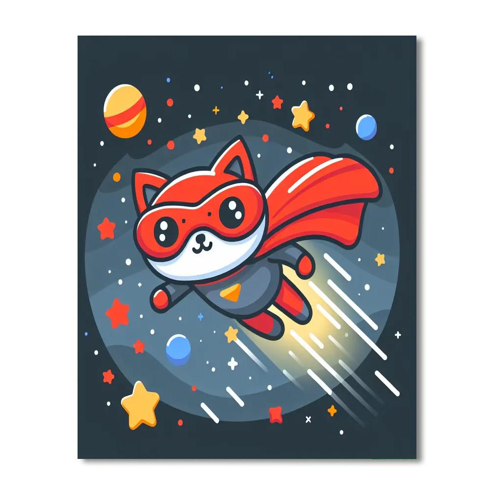 Superhero Space Cat Paint By Numbers Art
