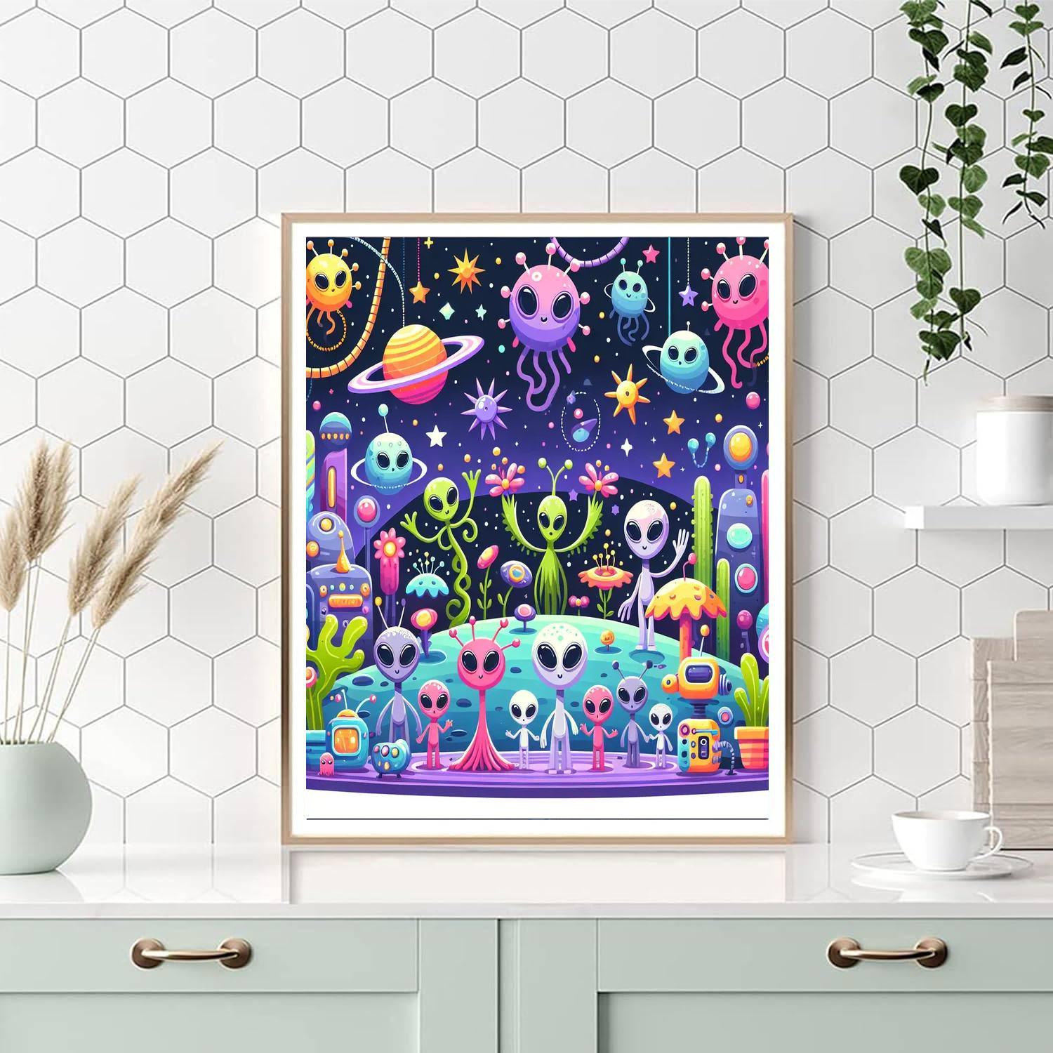 Adventurous Alien Friends Paint By Numbers Art