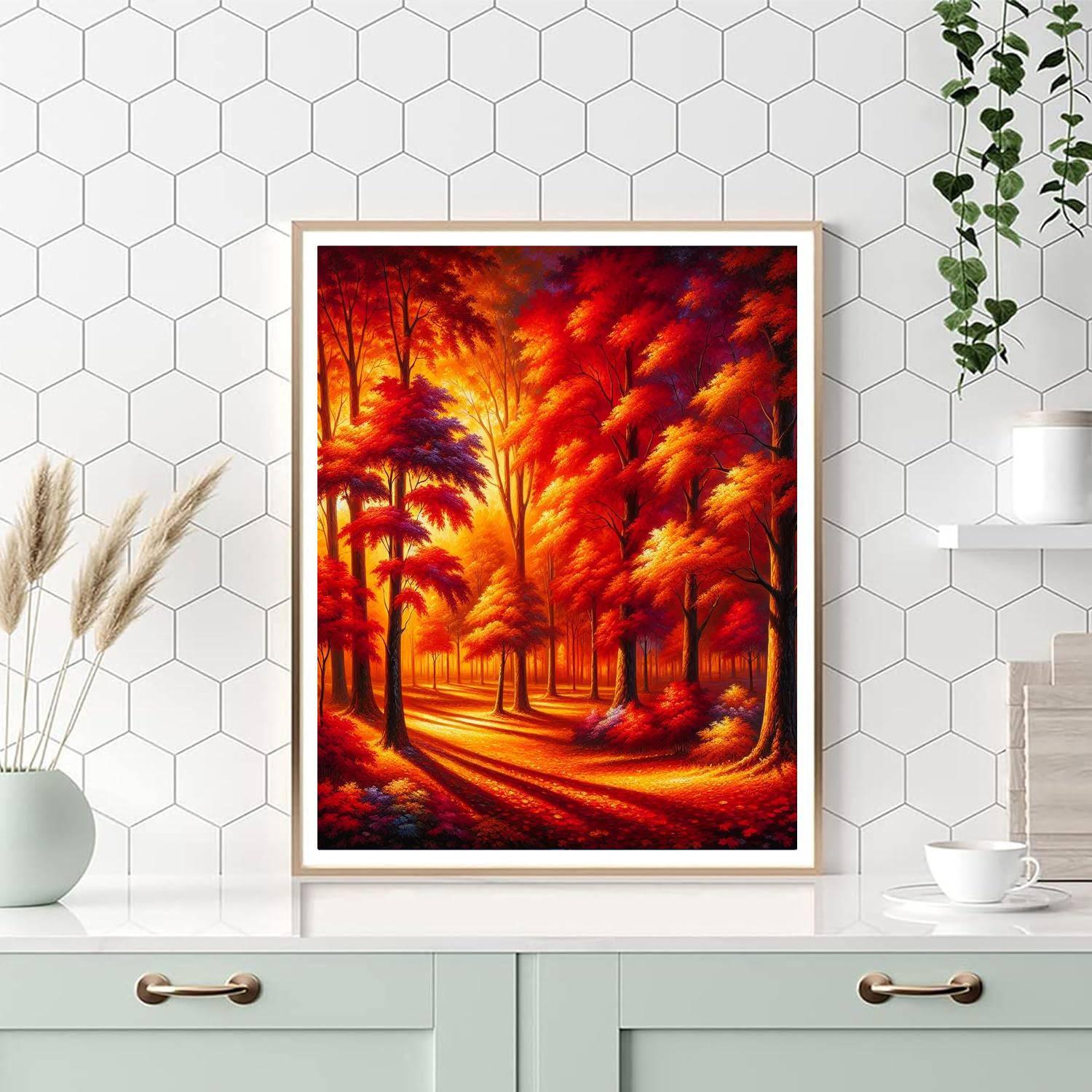 Autumn's Fiery Embrace Paint By Numbers