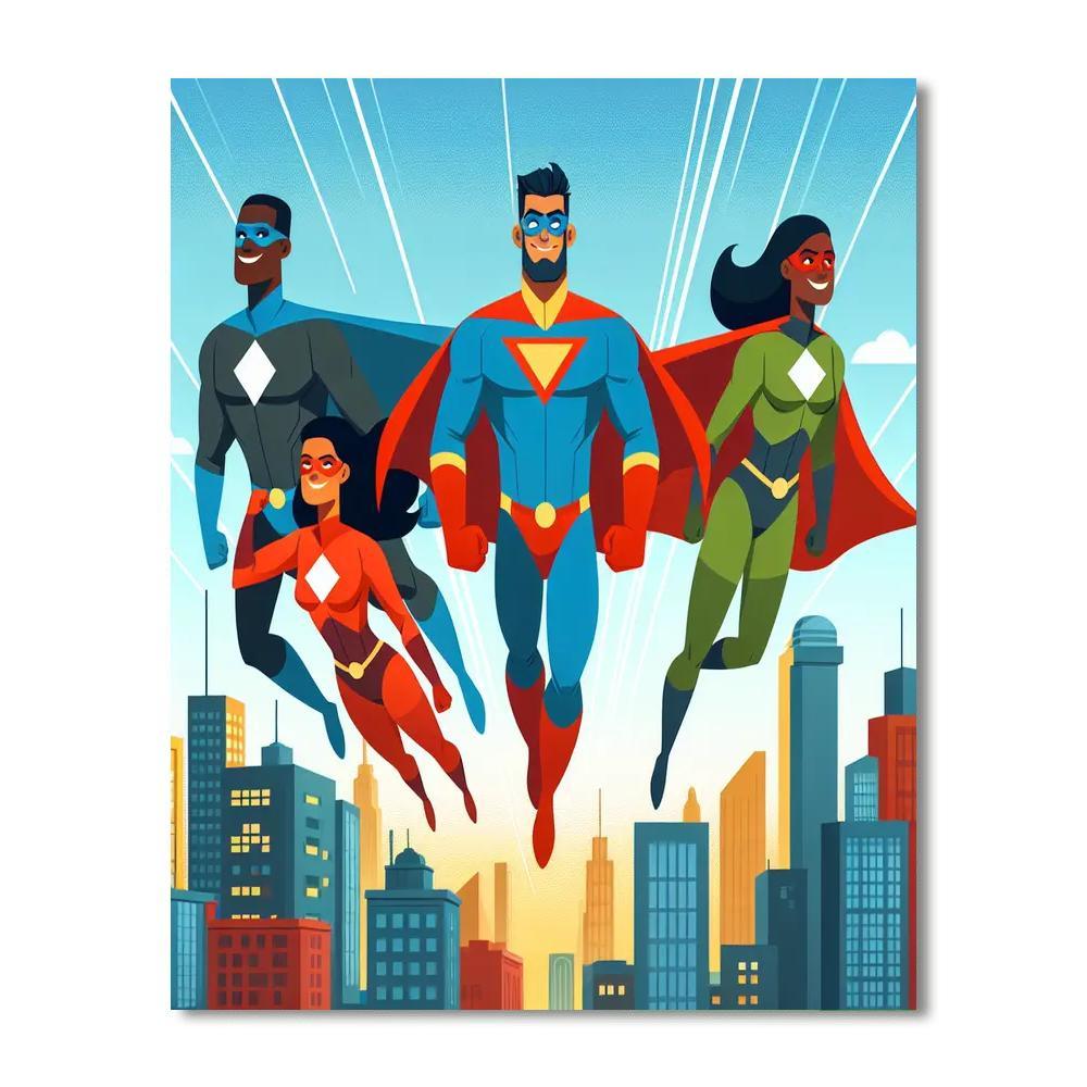 Superhero Skyline Adventure Paint By Number