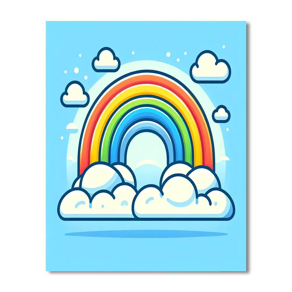 Joyful Rainbow Clouds Paint By Number