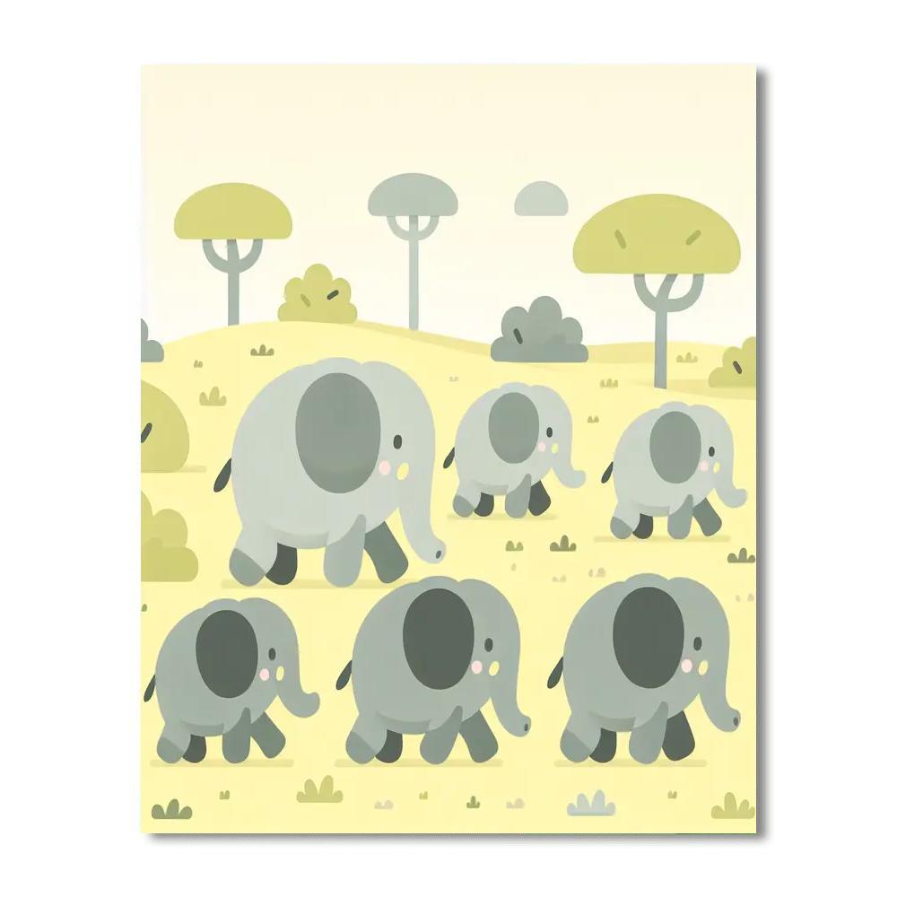 Energetic Elephant Parade Paint By Numbers Kits