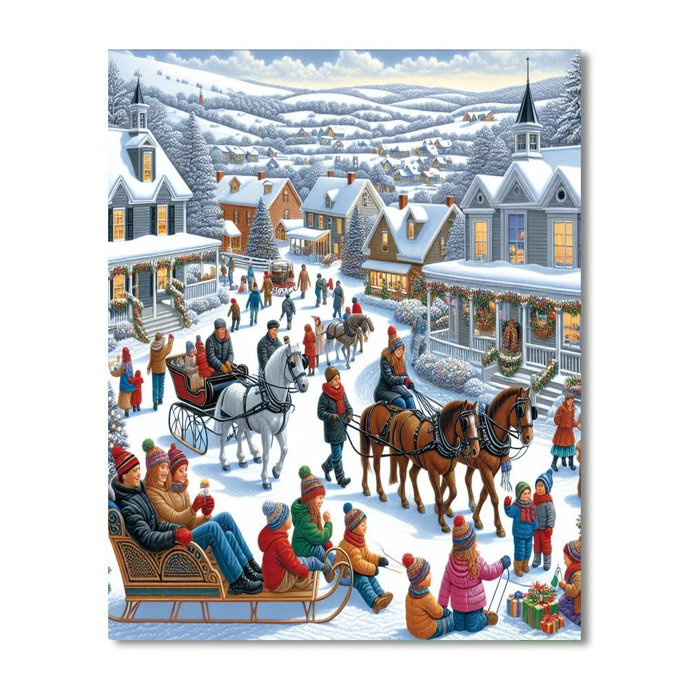 Upstate Ny Winter Festival - New York Painting By Numbers Kit