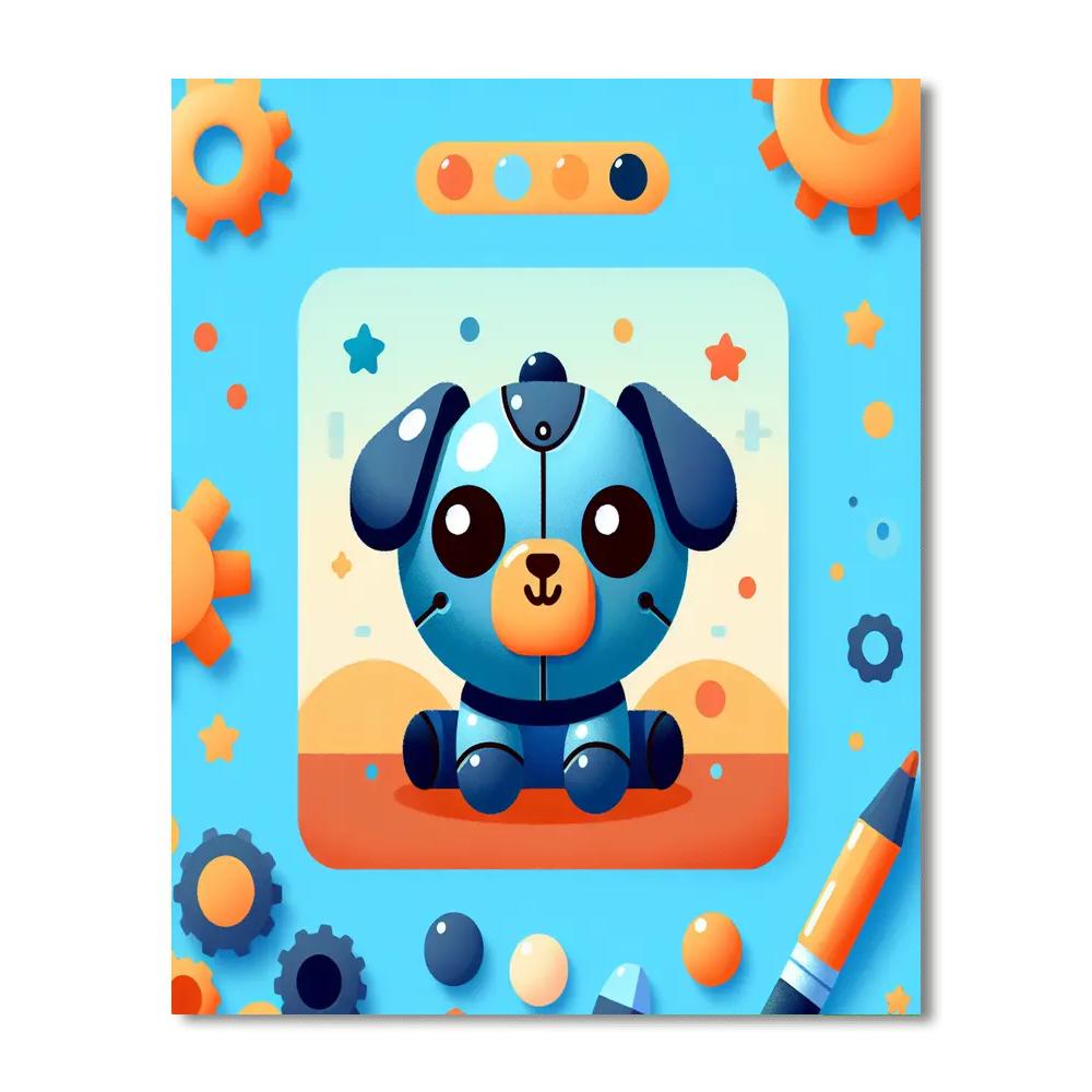 Lively Robot Dog Numbered Painting Kits