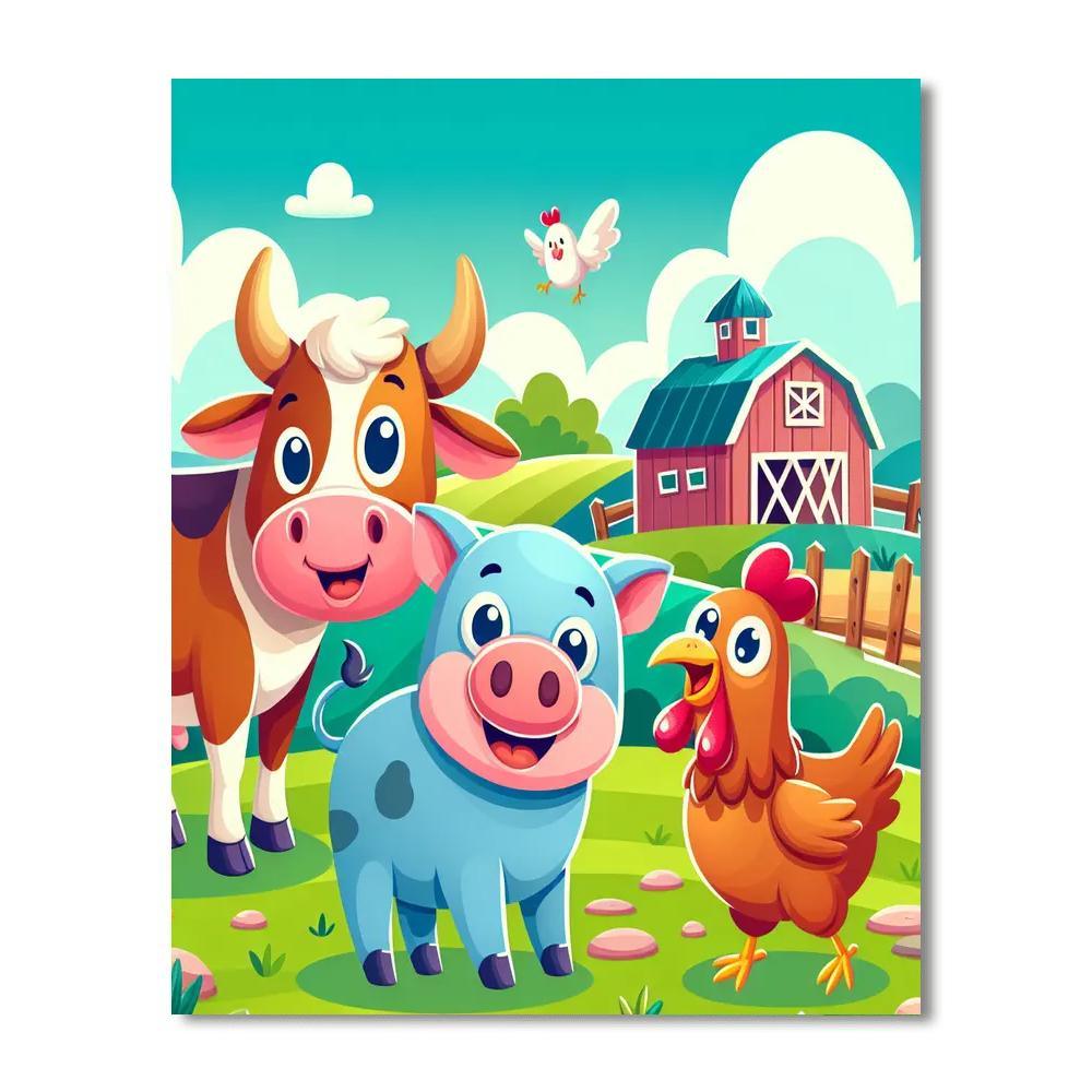 Adventure With Farm Animals Paint By Numbers Art