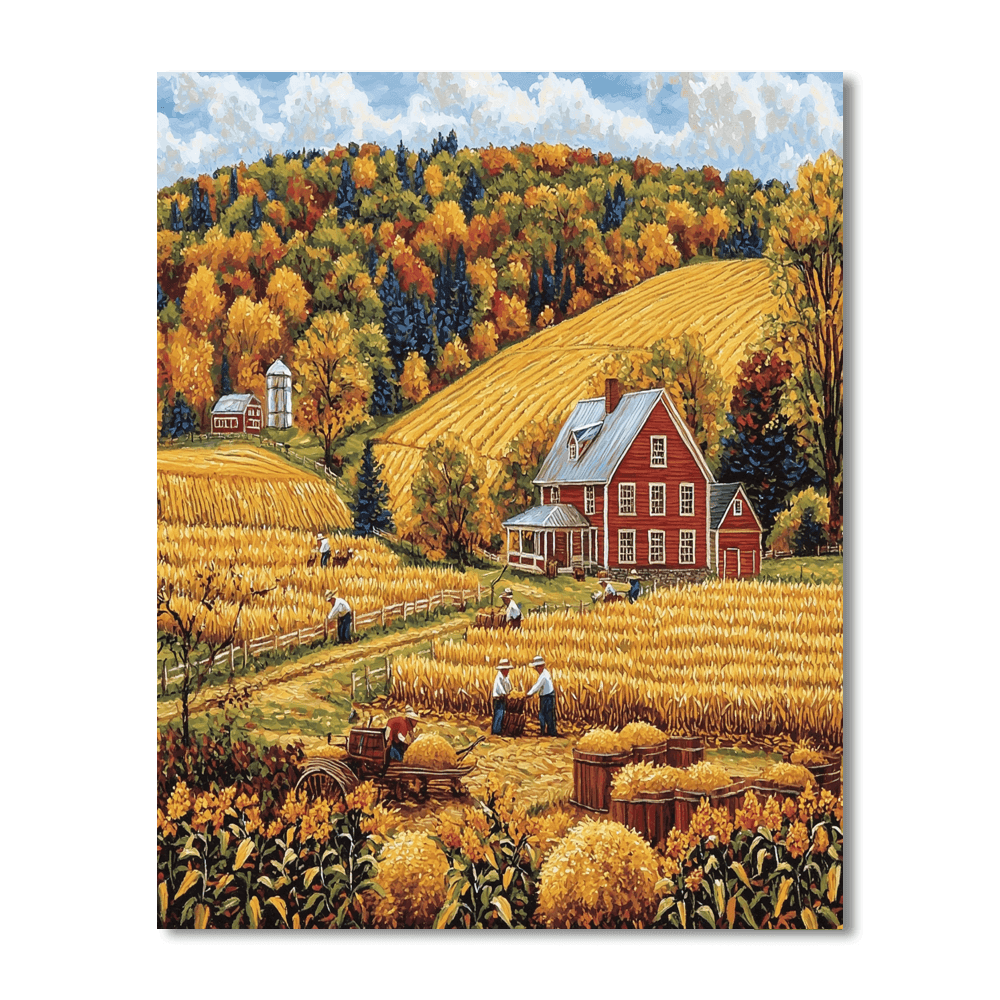 Grant Wood Inspired Rural Harvest Celebration  Paint By Numbers Art