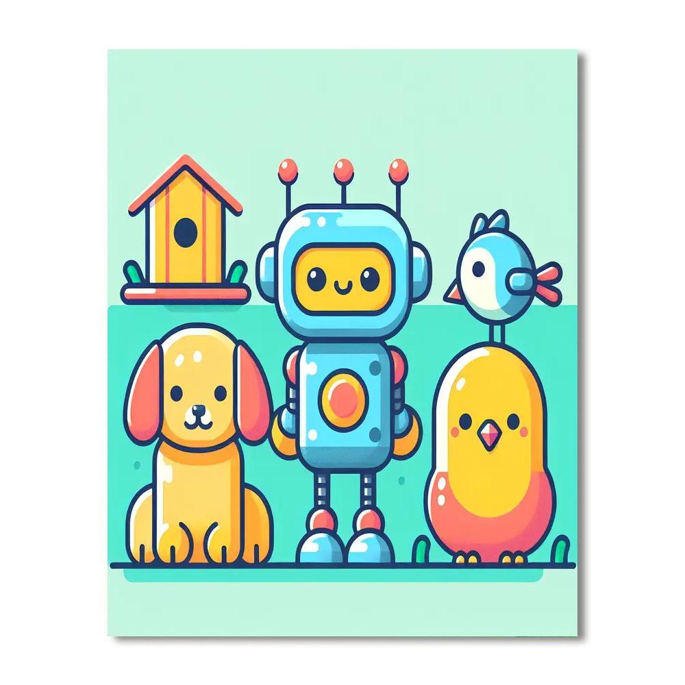 Funky Robot Pets Paint By Color