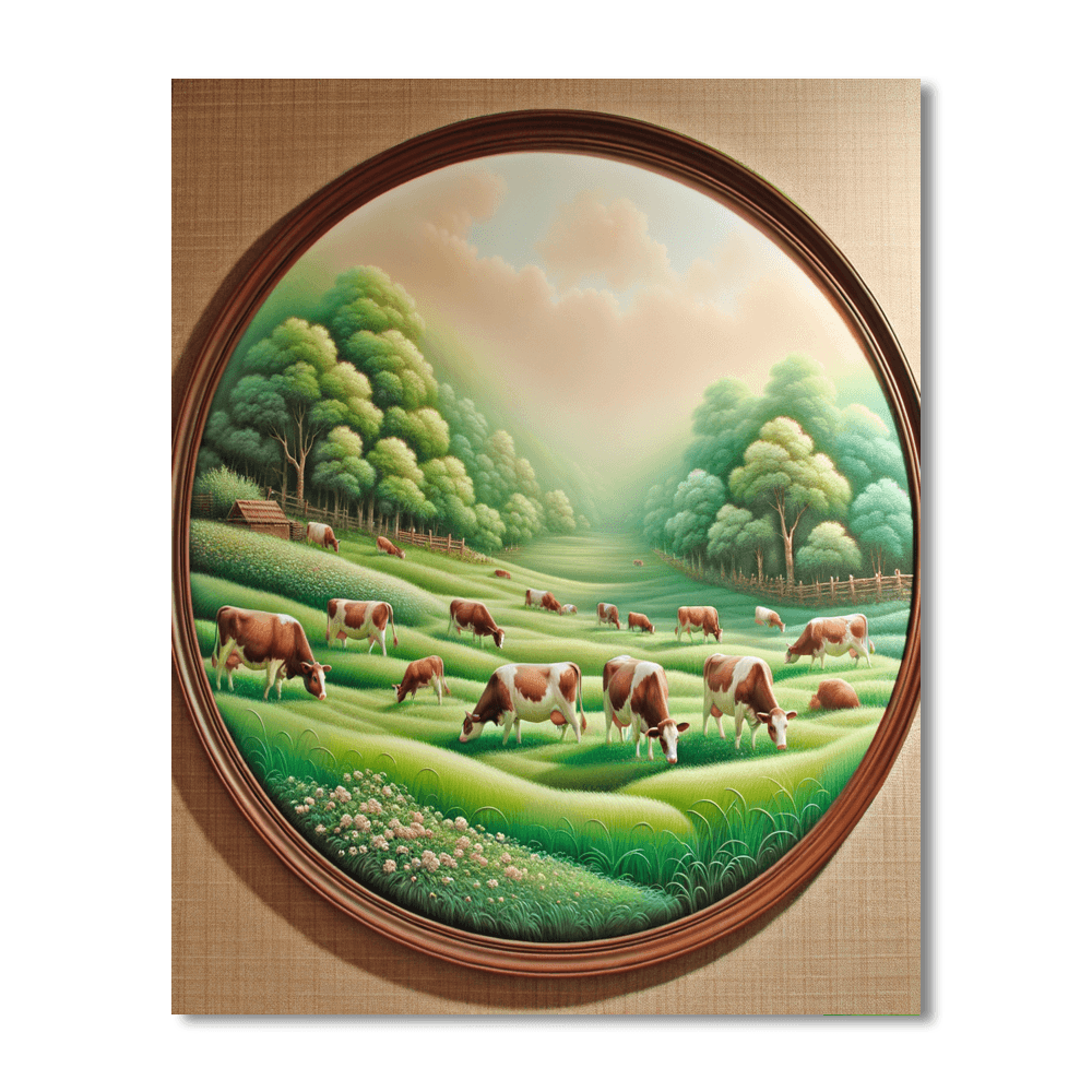 Cow's Pastoral Peace Paint By Numbers