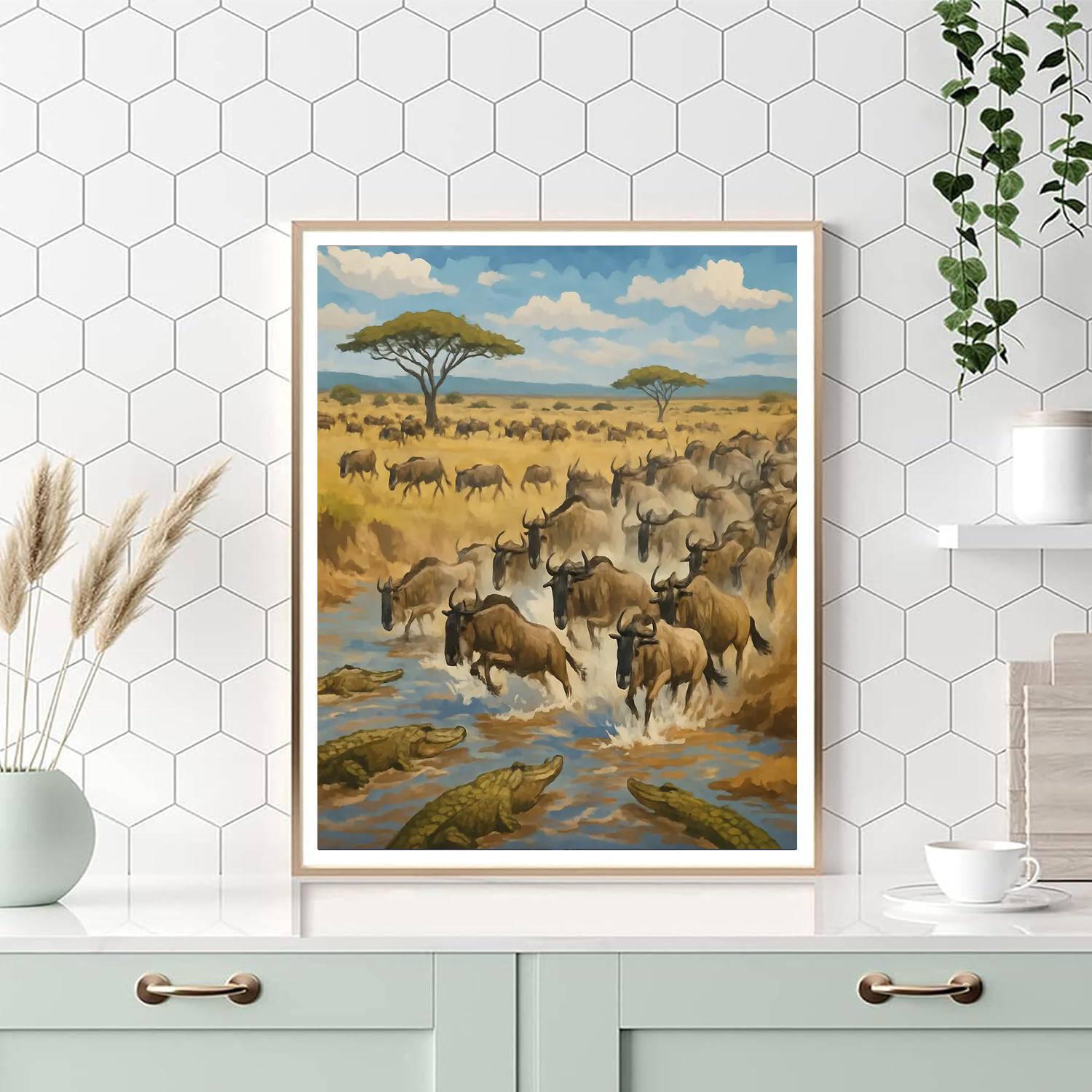 Wildebeest Migration - Tanzania Paint By Numbers Kits