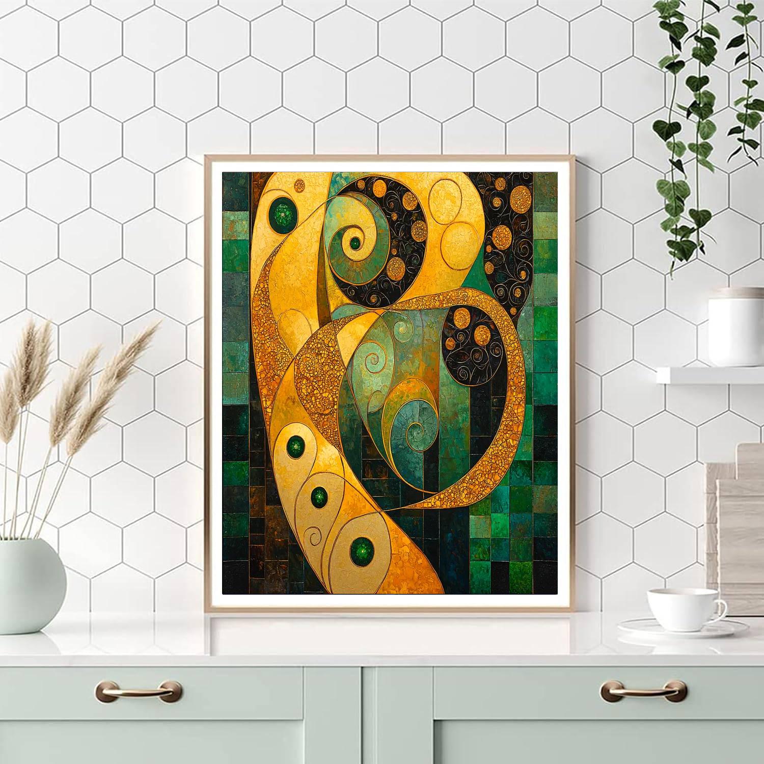Gustav Klimt Inspired Golden Labyrinth  Paint By Numbers Art