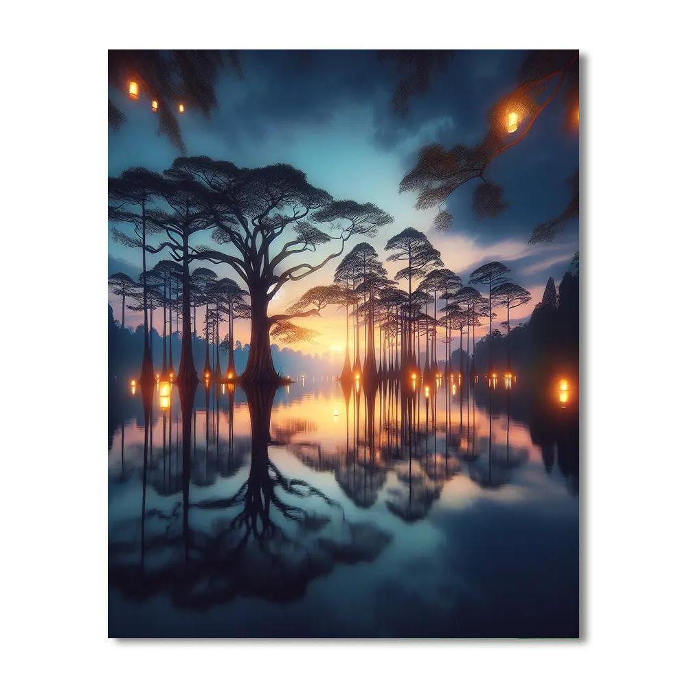 Enchanted Lakeside At Twilight Numbered Painting Kits