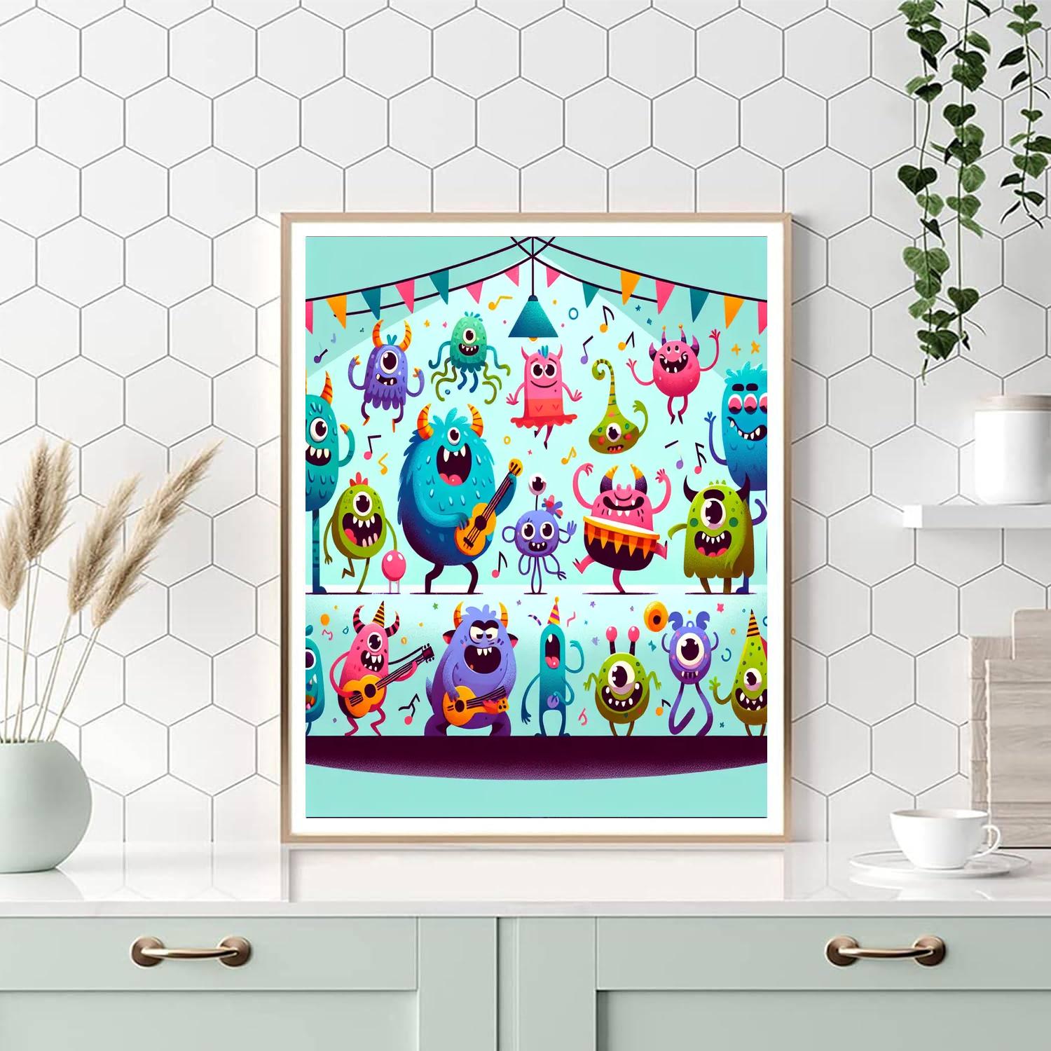 Funky Monster Festival Number Painting