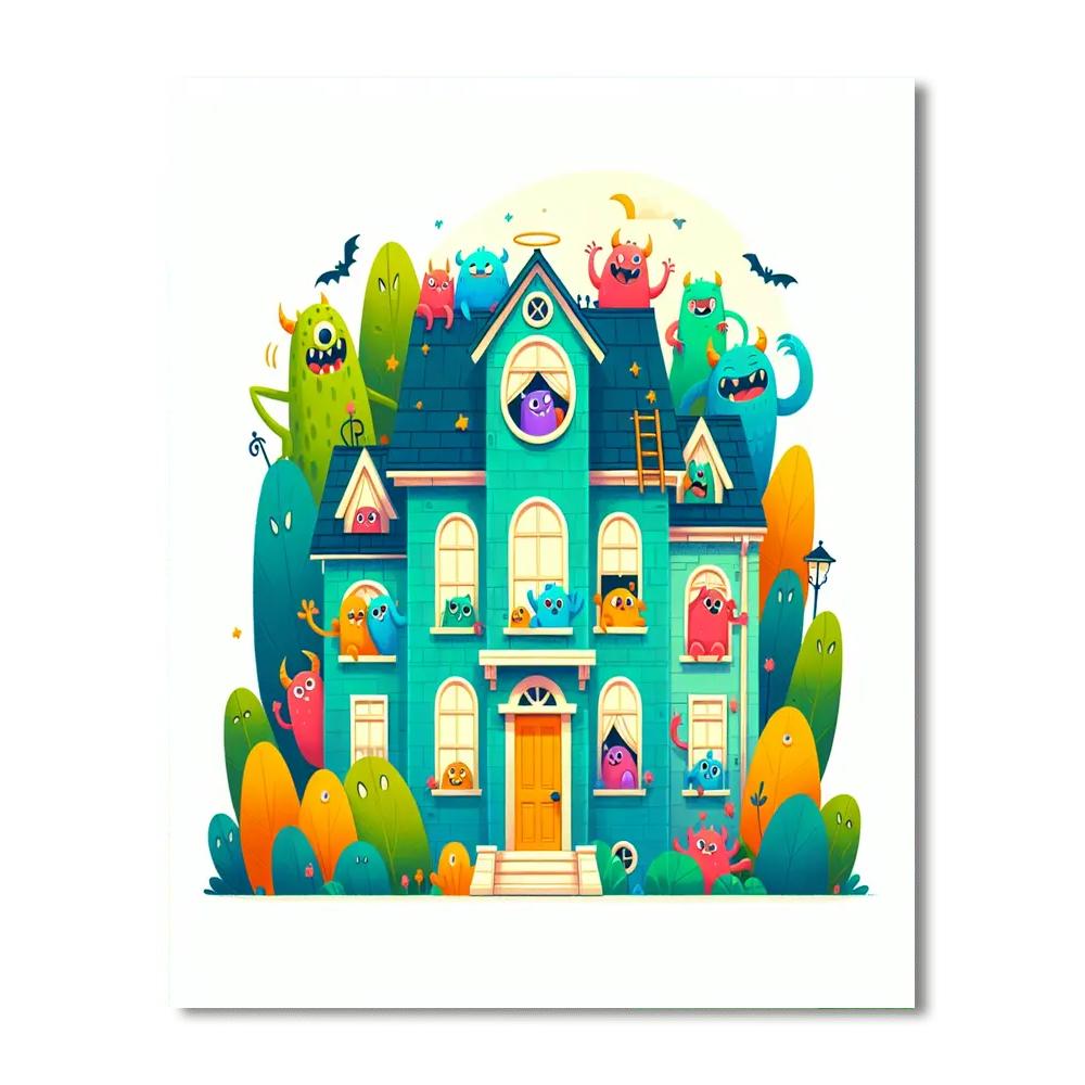Spooky Monster Mansion Paint By Numbers Art