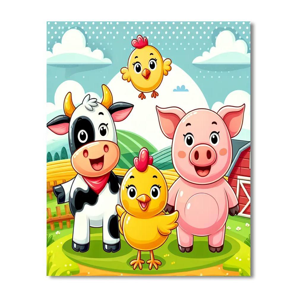 Farmyard Friends Fun Paint By Numbers Art