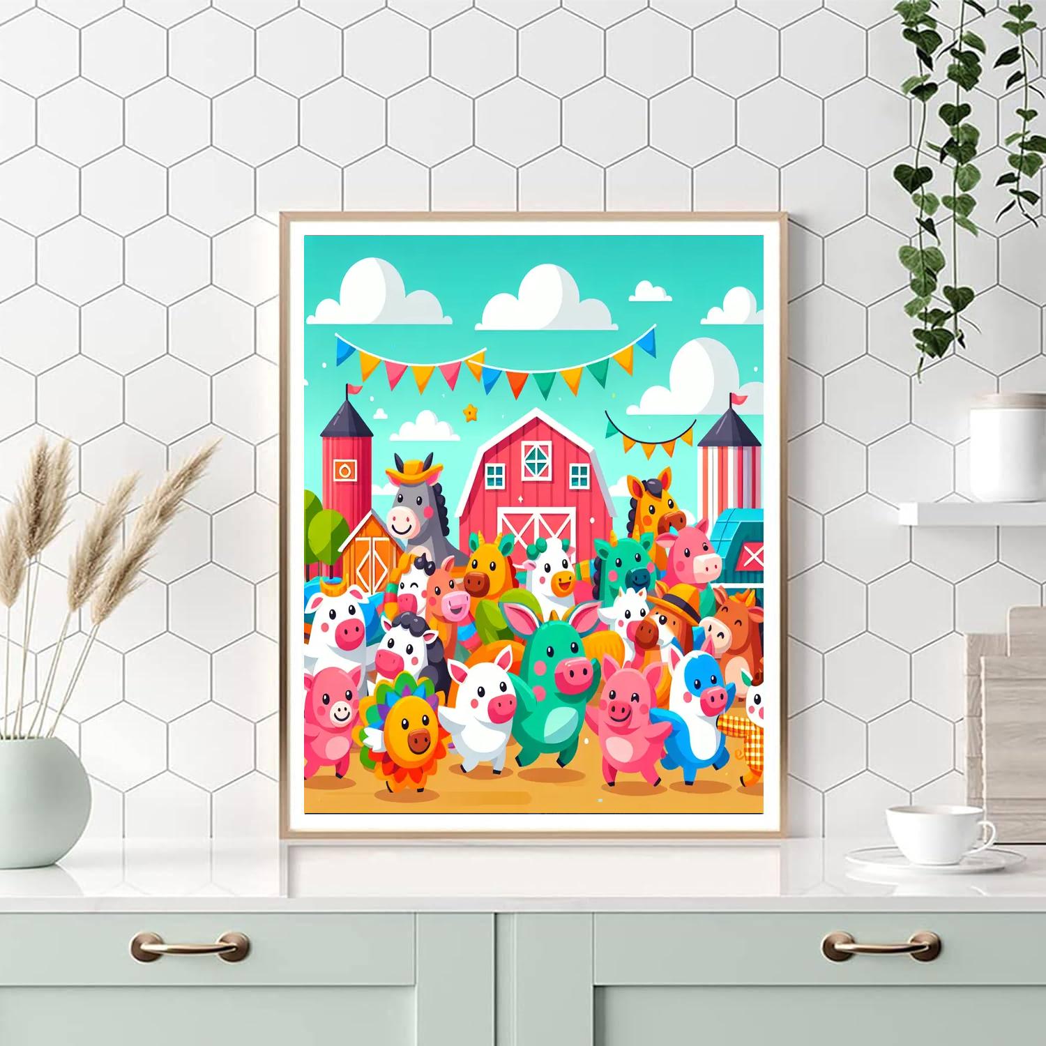 Festive Farmyard Fun Painting Number Kit