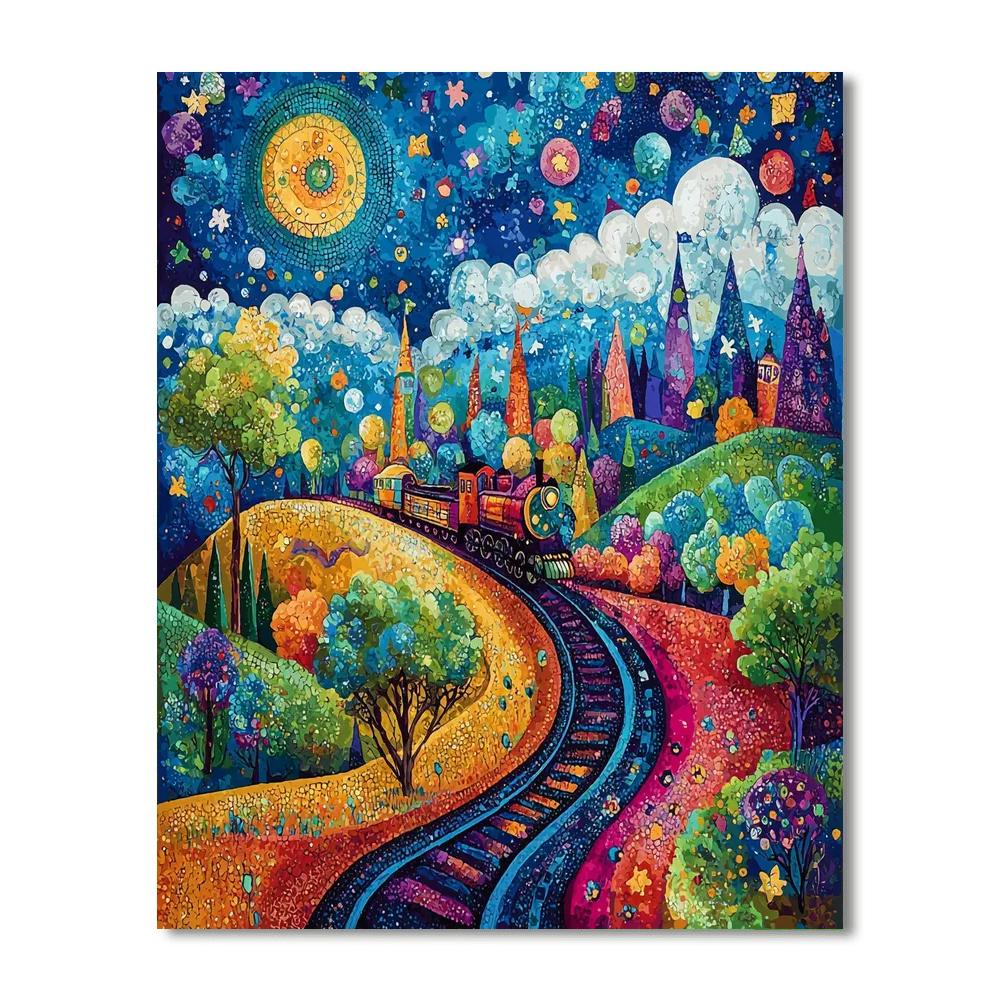 Marc Chagall Inspired Time Traveler’s Train  Paint By Numbers